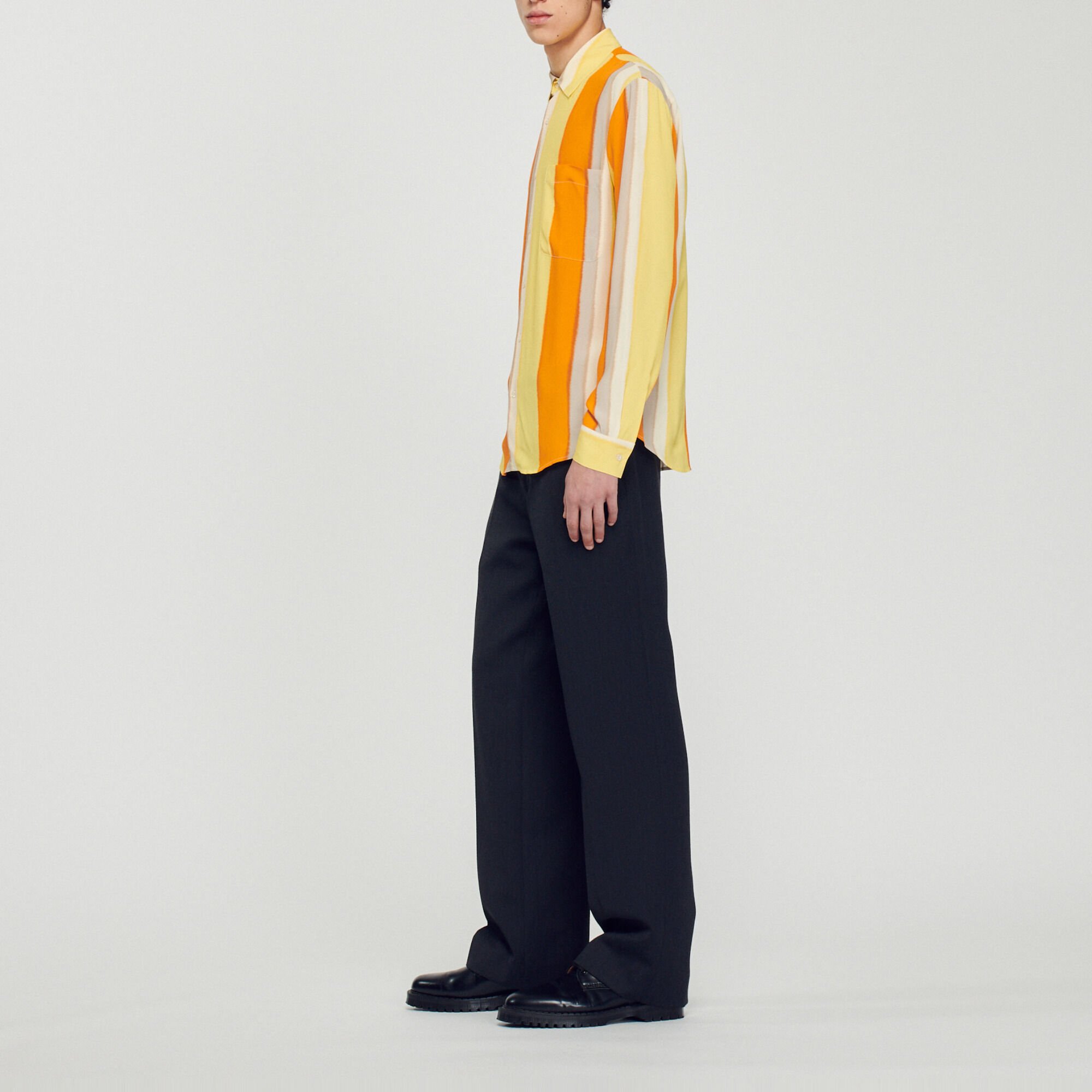 Camicia fluida a righe a maniche lunghe