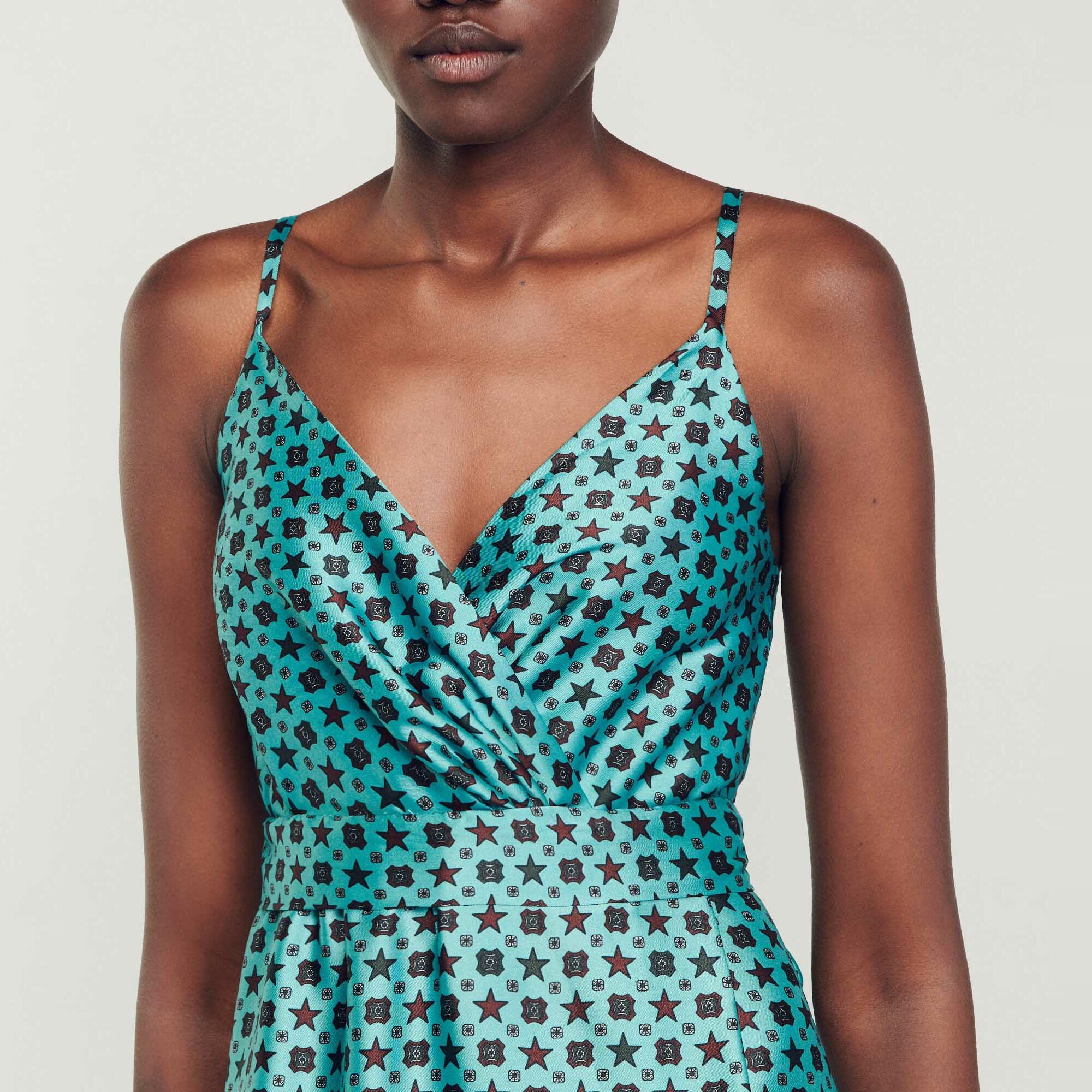 Abito midi satinato e stampato