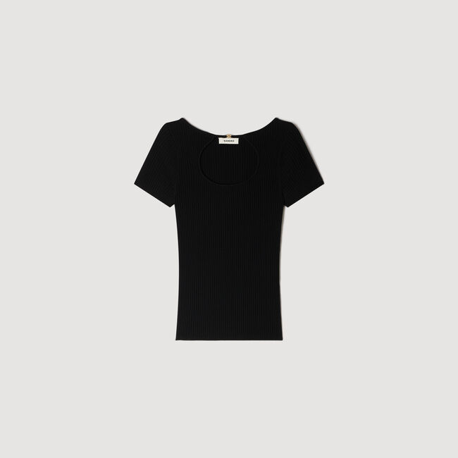 Maglione con collo traforato