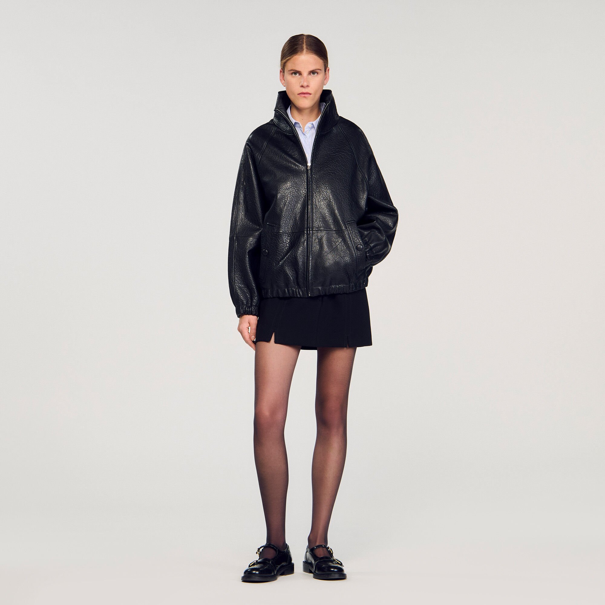 Giubbotto in pelle oversize
