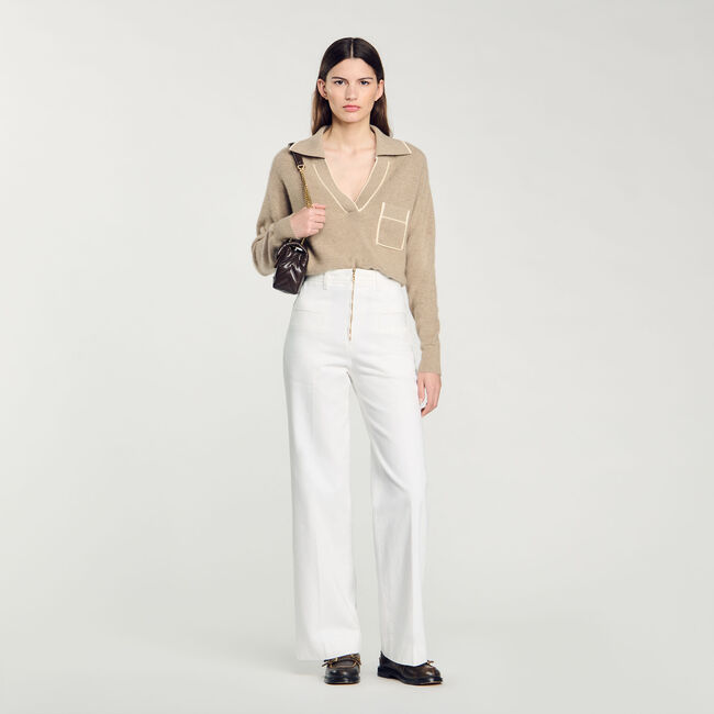 Maglione con colletto a polo aperto