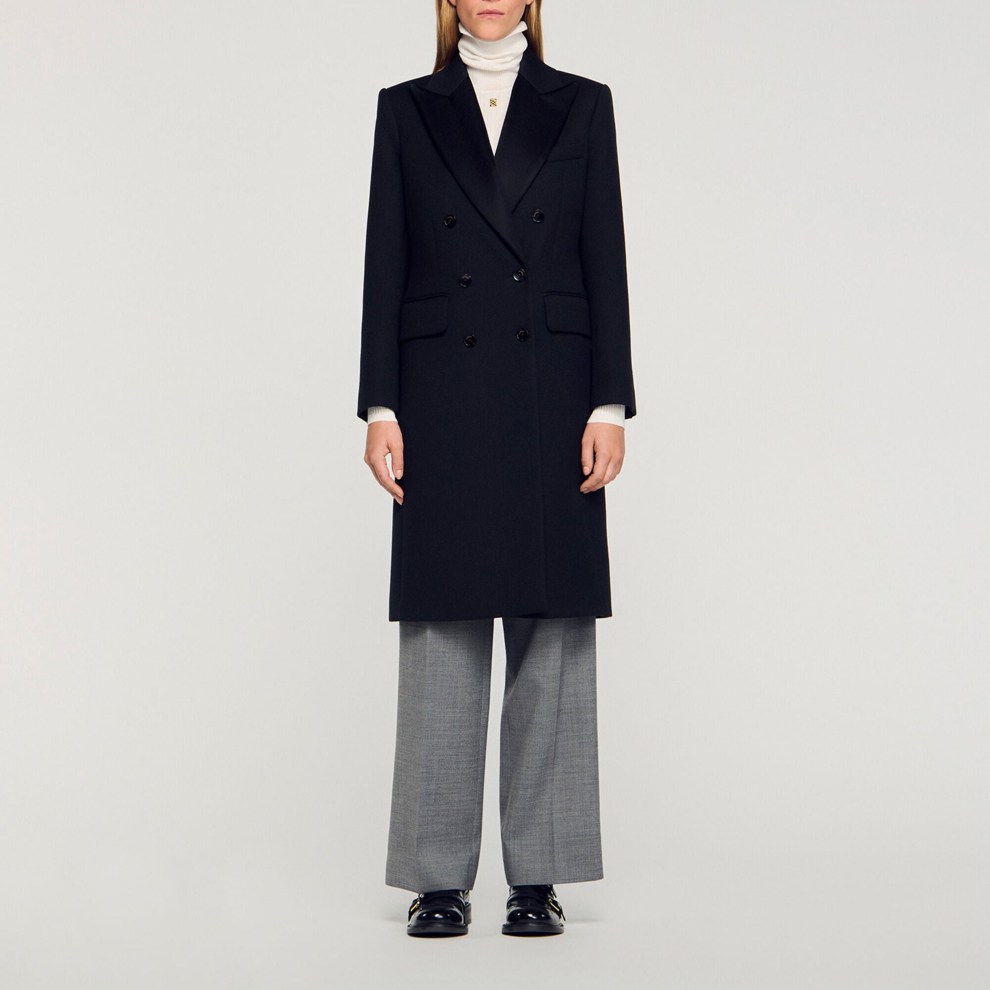 Cappotto lungo con revers satinati - Donna | Sandro