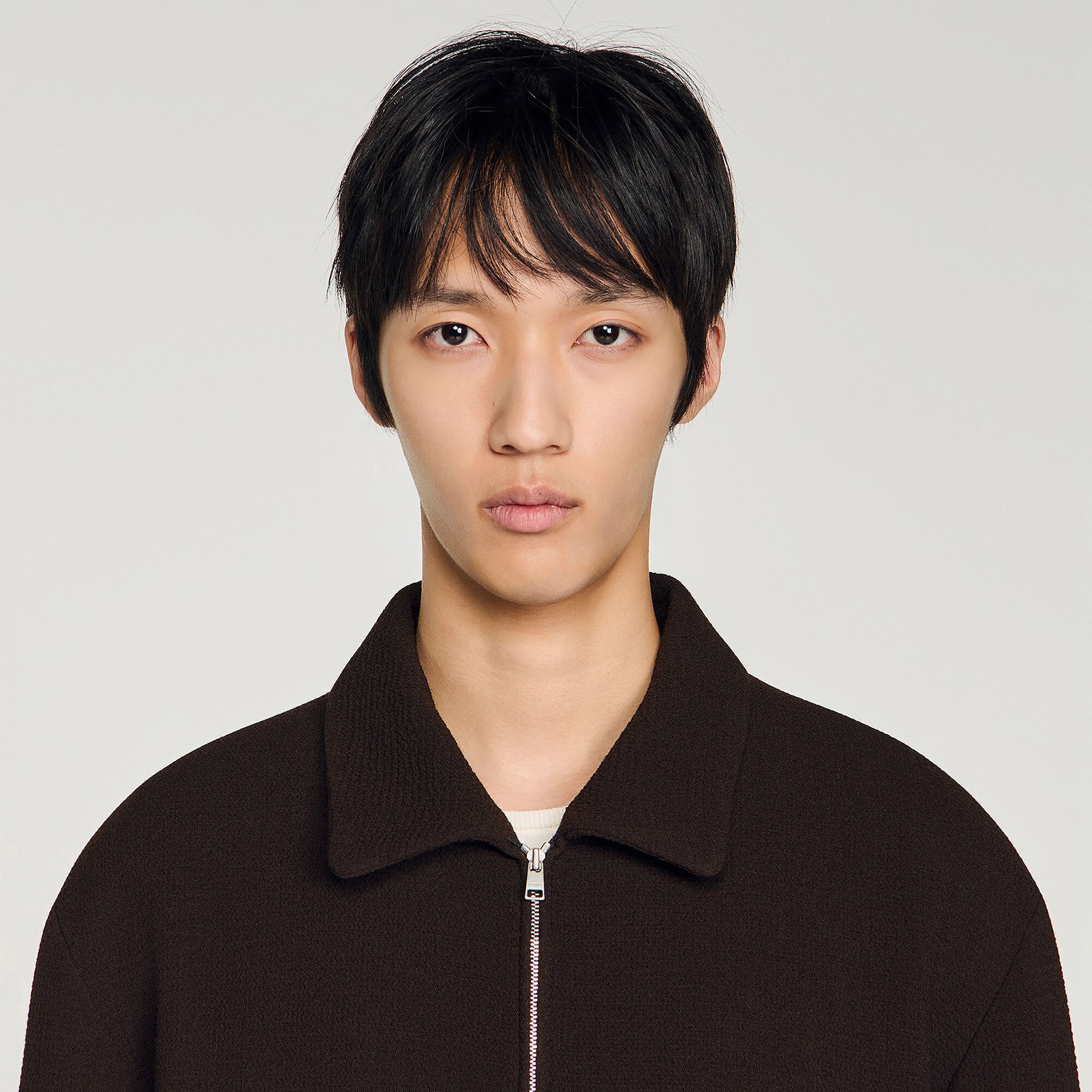 Giacca goffrata zip collo classico