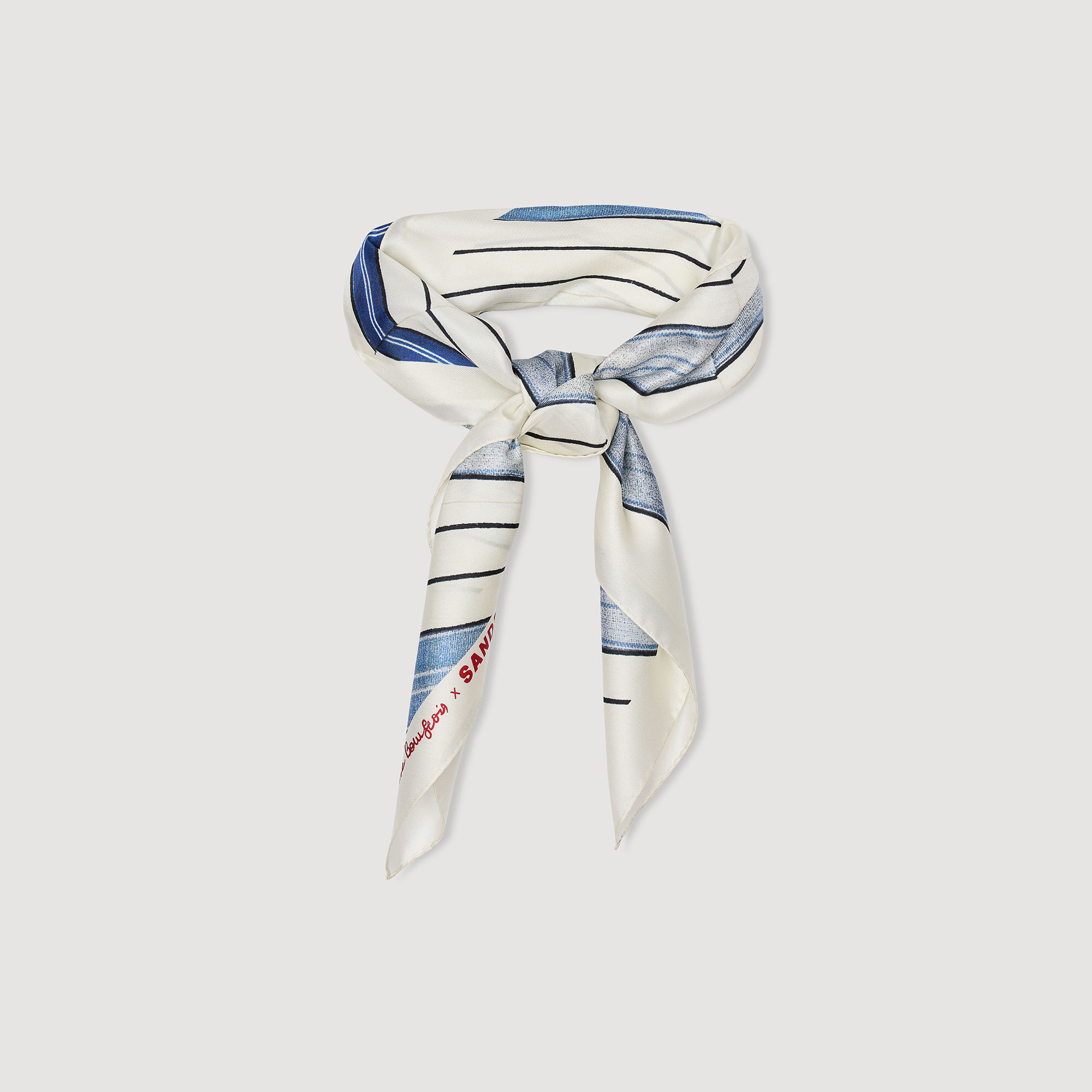Foulard in seta con stampa a righe