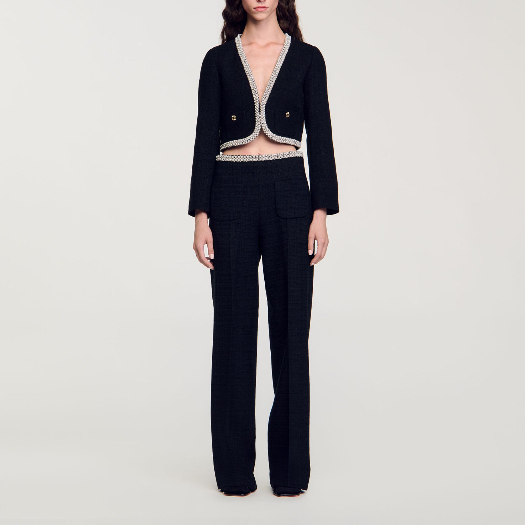 Pantaloni a vita alta in tweed