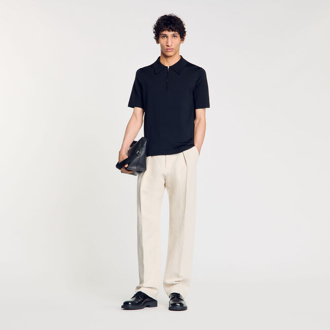 Polo in maglia con colletto con zip