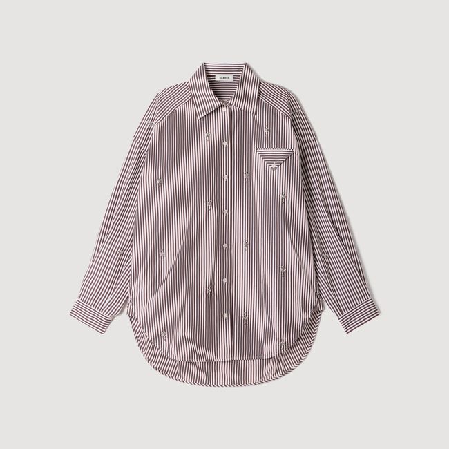 Camicia oversize a righe glitterata