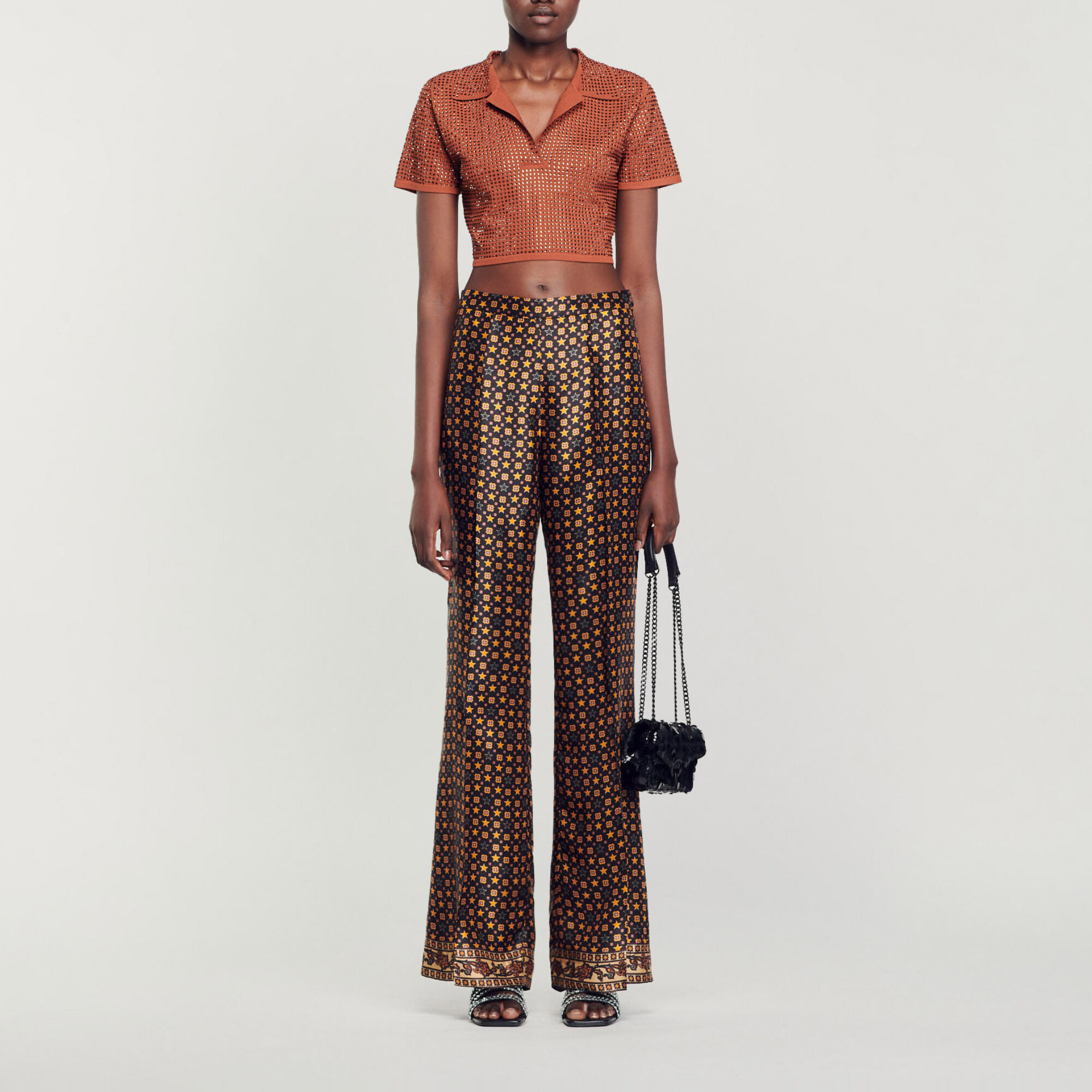 Pullover corto ornato da strass