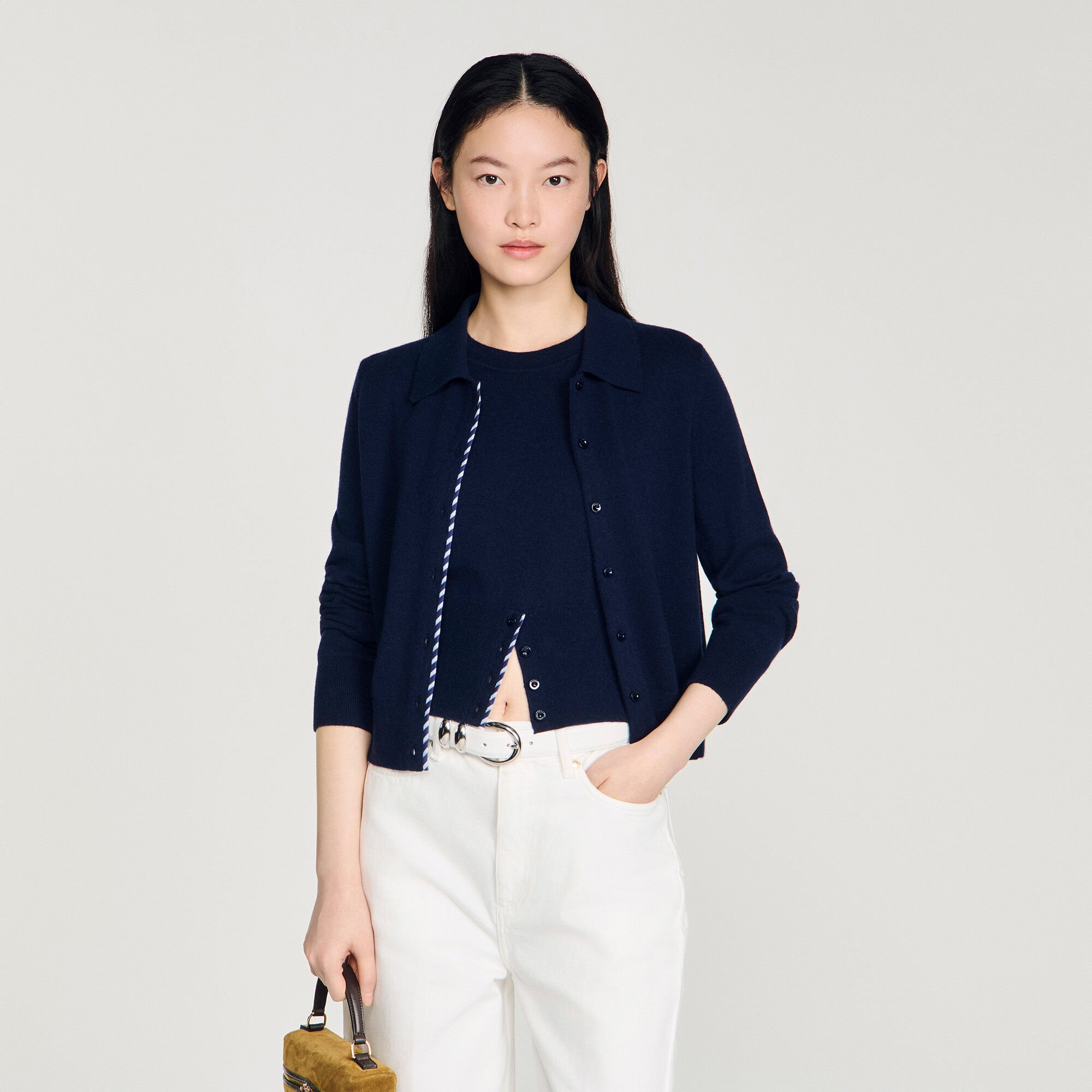 Cardigan a righe lana e cachemire