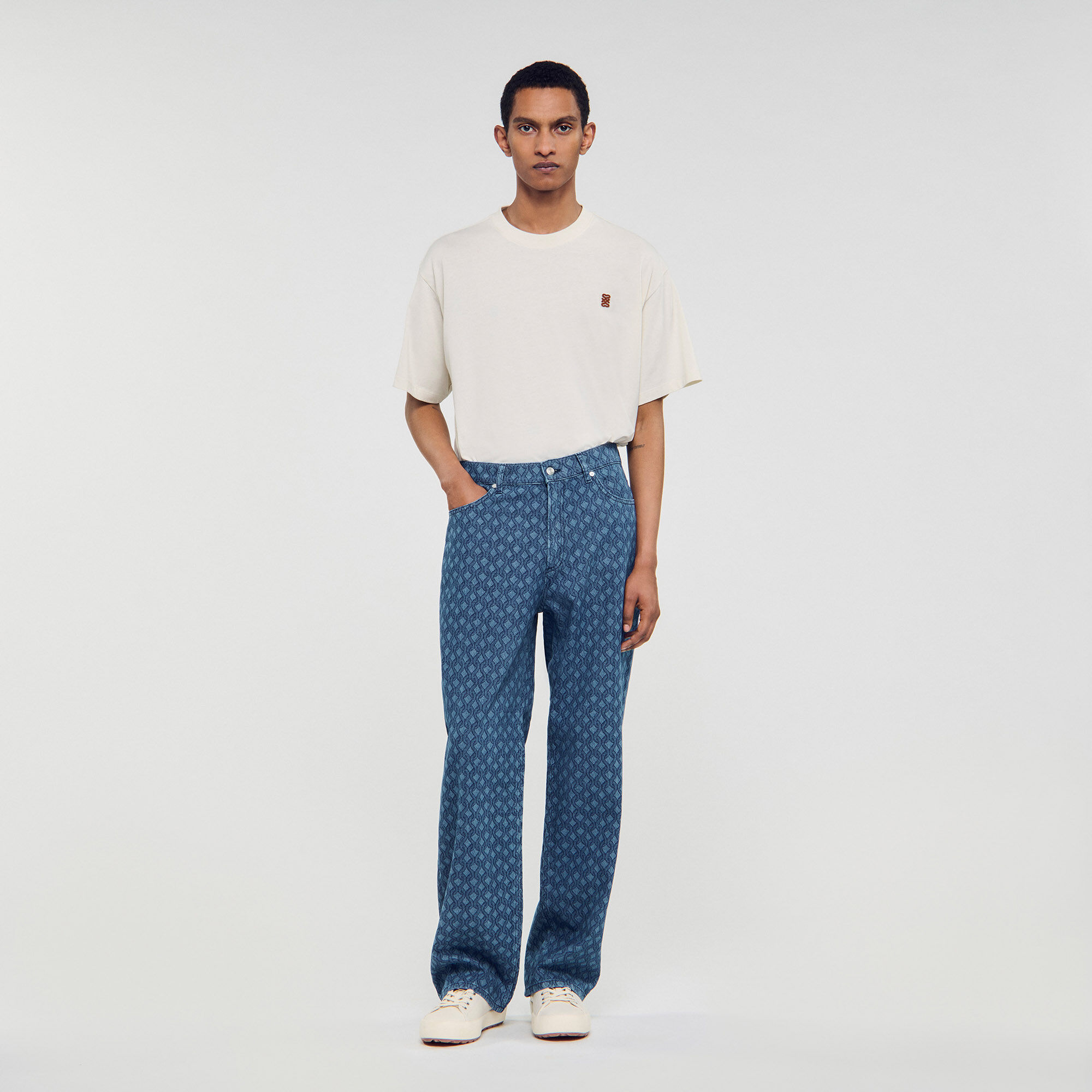 Jeans baggy a motivo corda