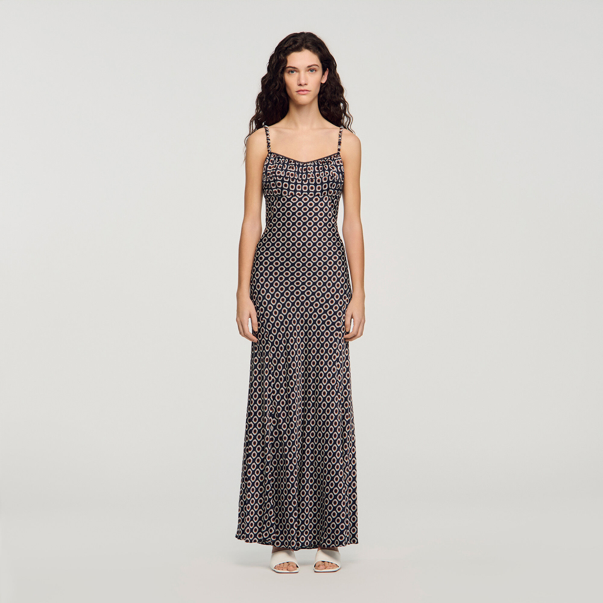 Abito lungo a fiori stile lingerie