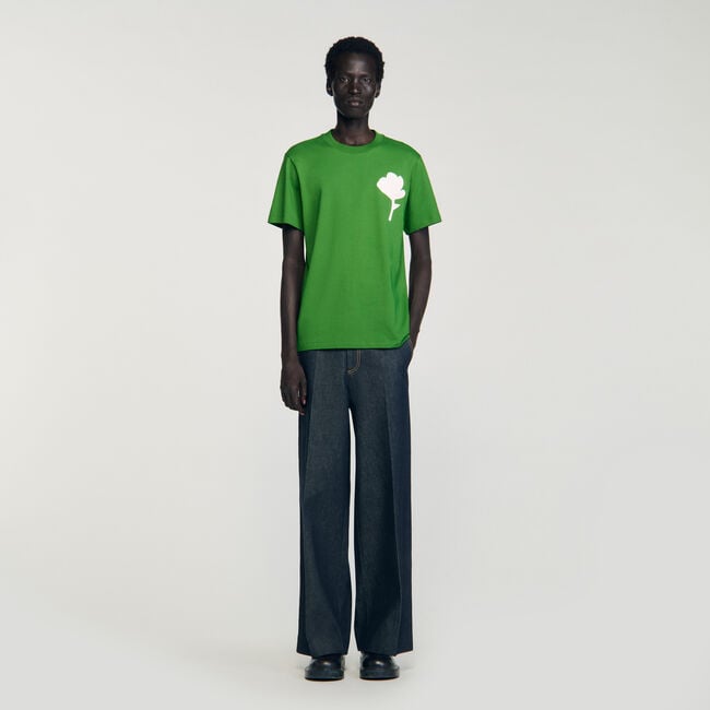 T-shirt con inserto a fiore