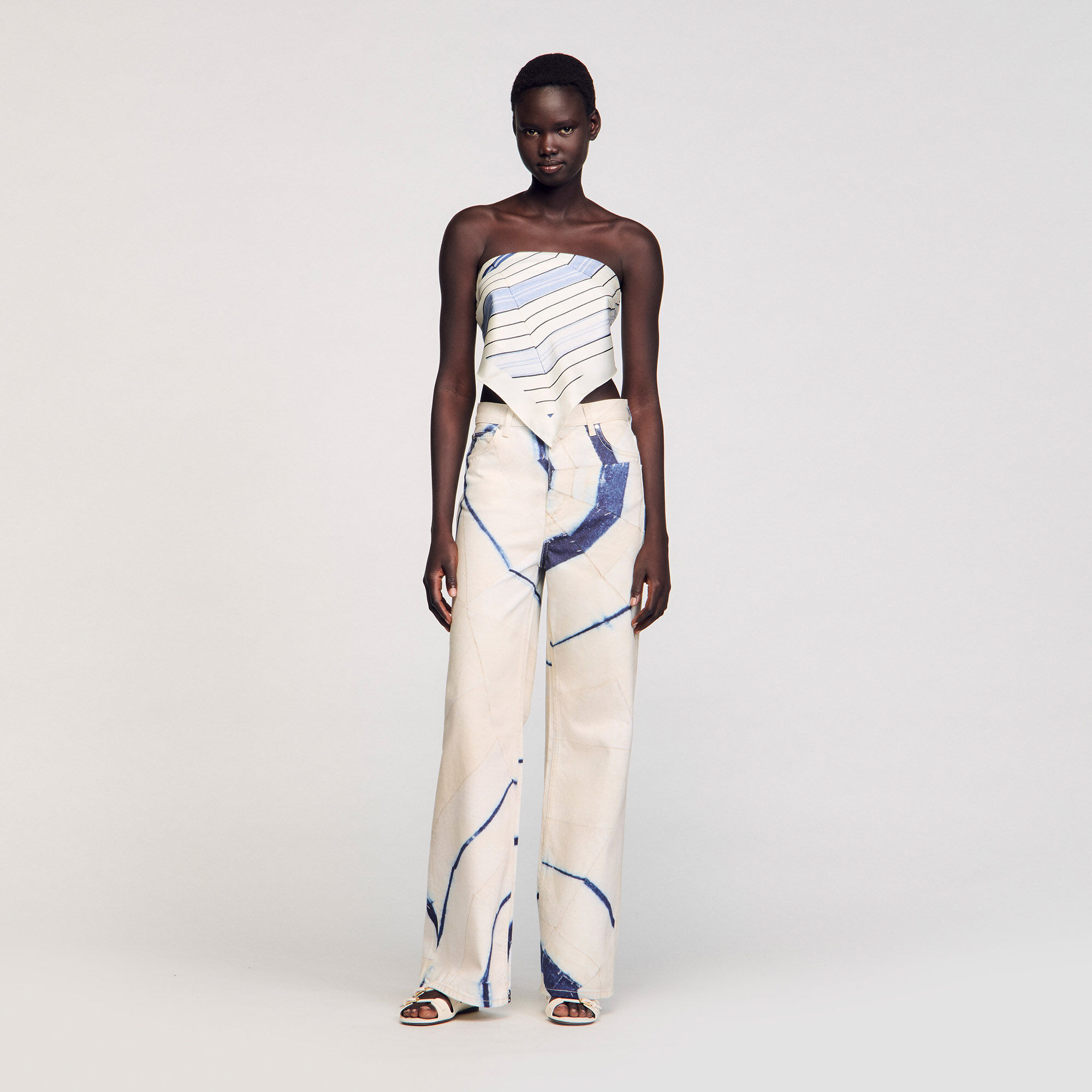 Jeans larghi con stampa a righe