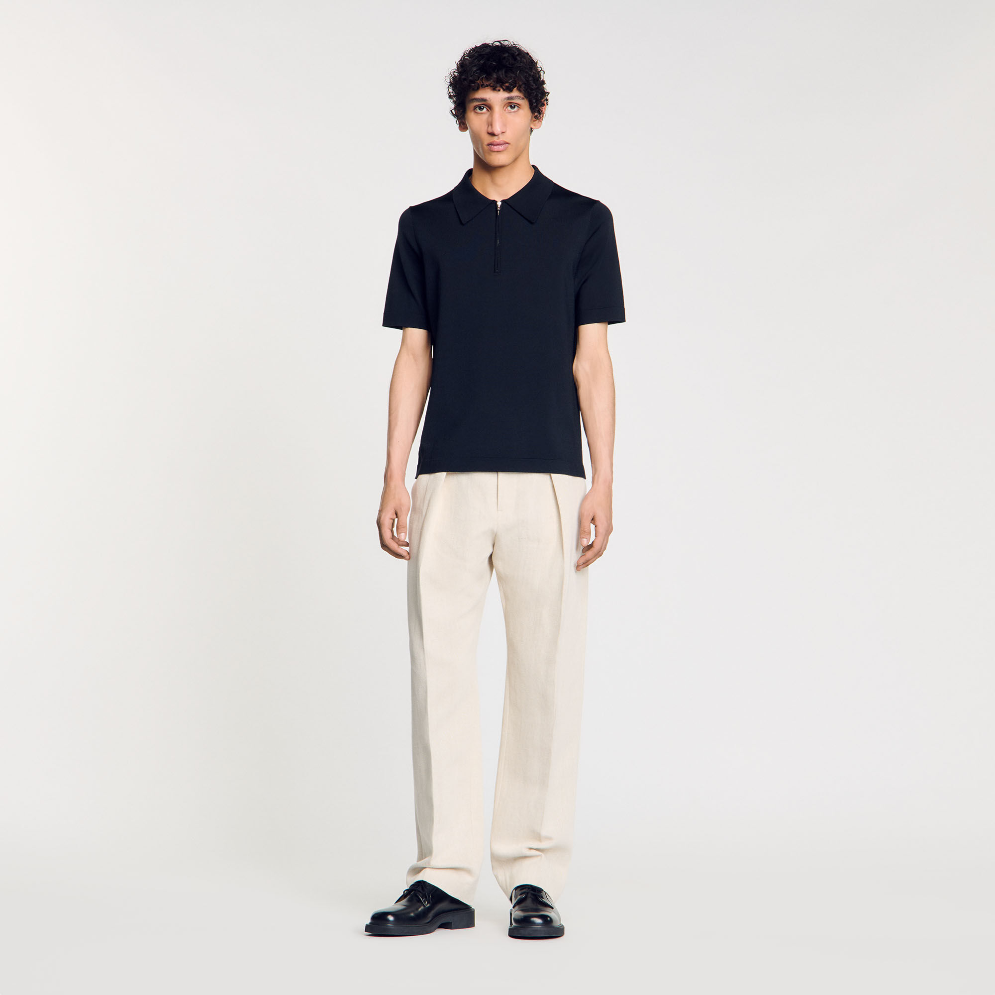 Polo in maglia con colletto con zip