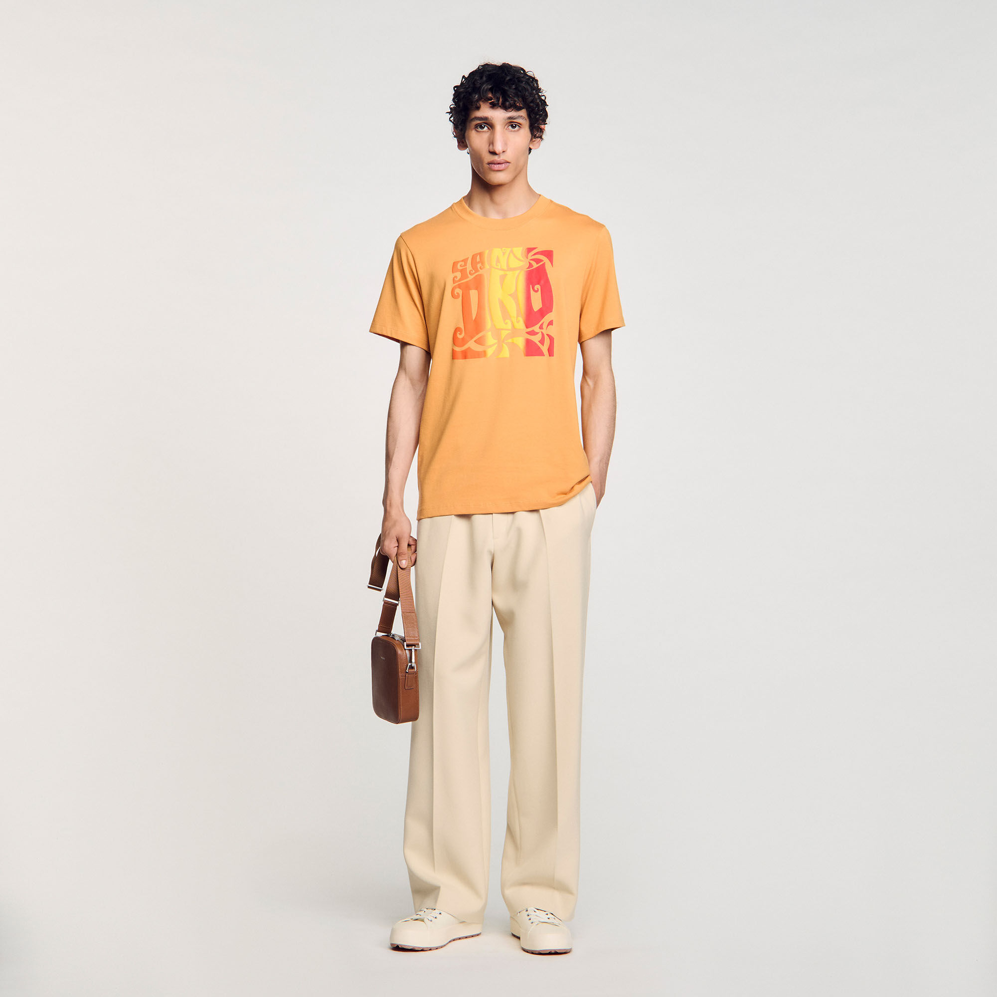 T-shirt in cotone con stampa a onde