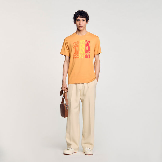T-shirt in cotone con stampa a onde
