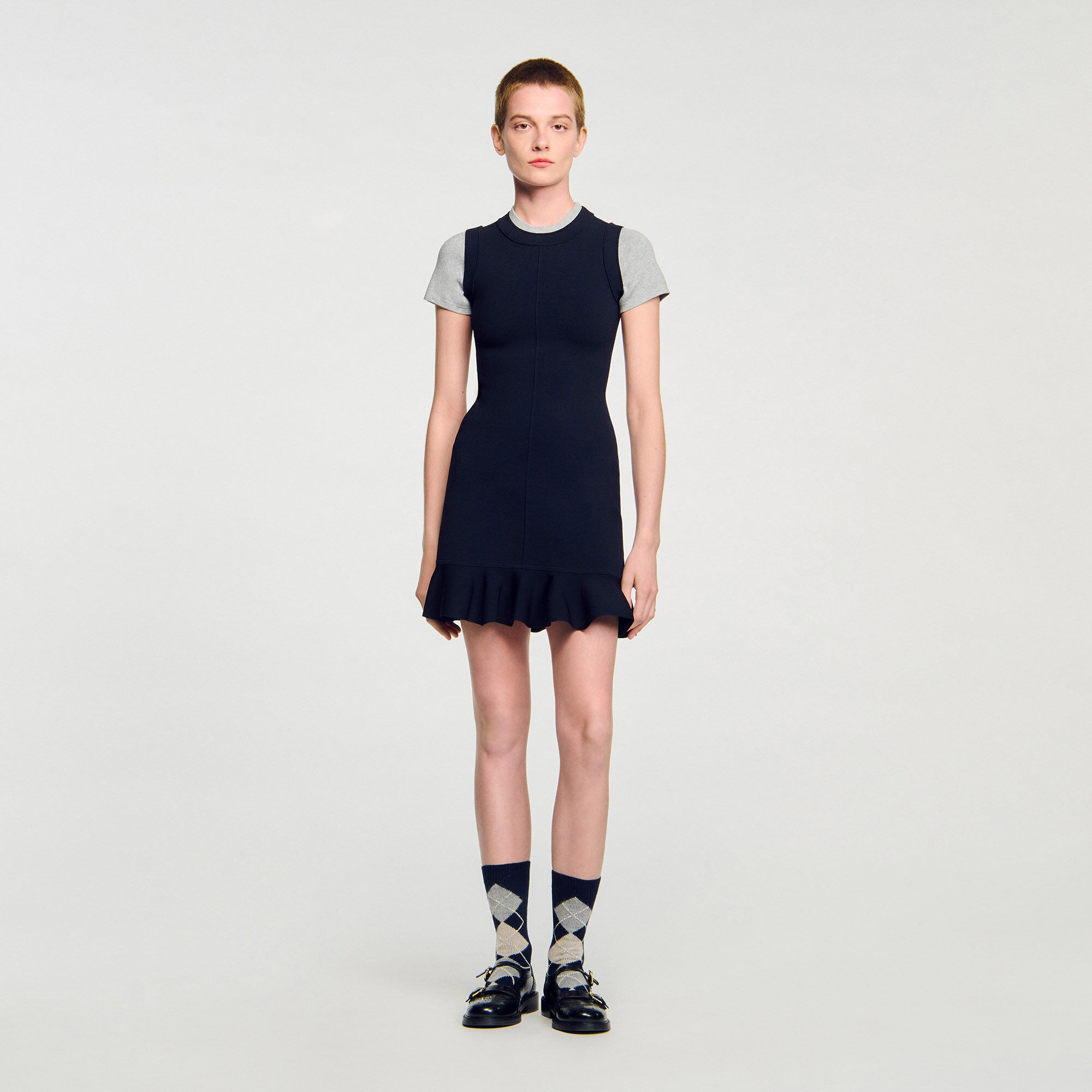 Abito corto in maglia 2 in 1