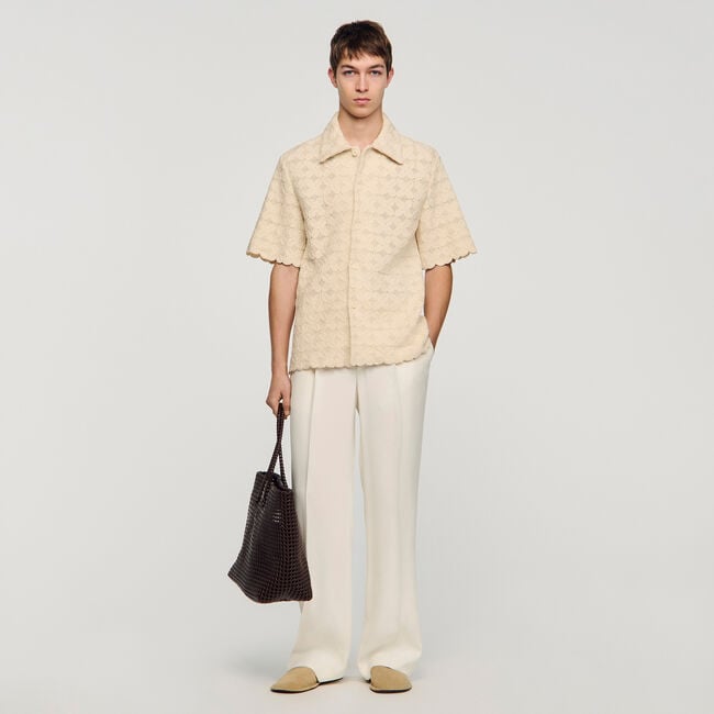 Camicia in cotone ricamo sangallo
