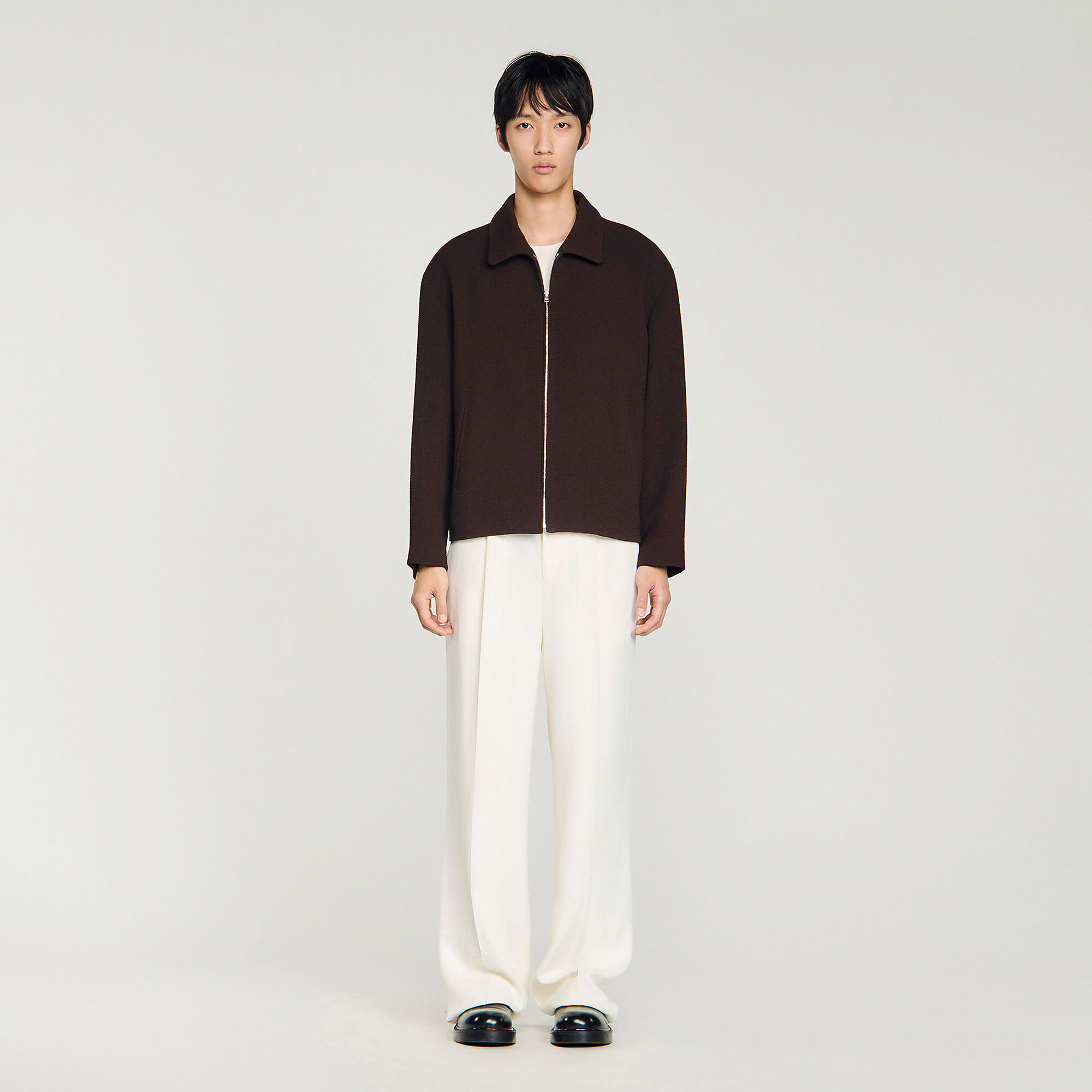 Giacca goffrata zip collo classico