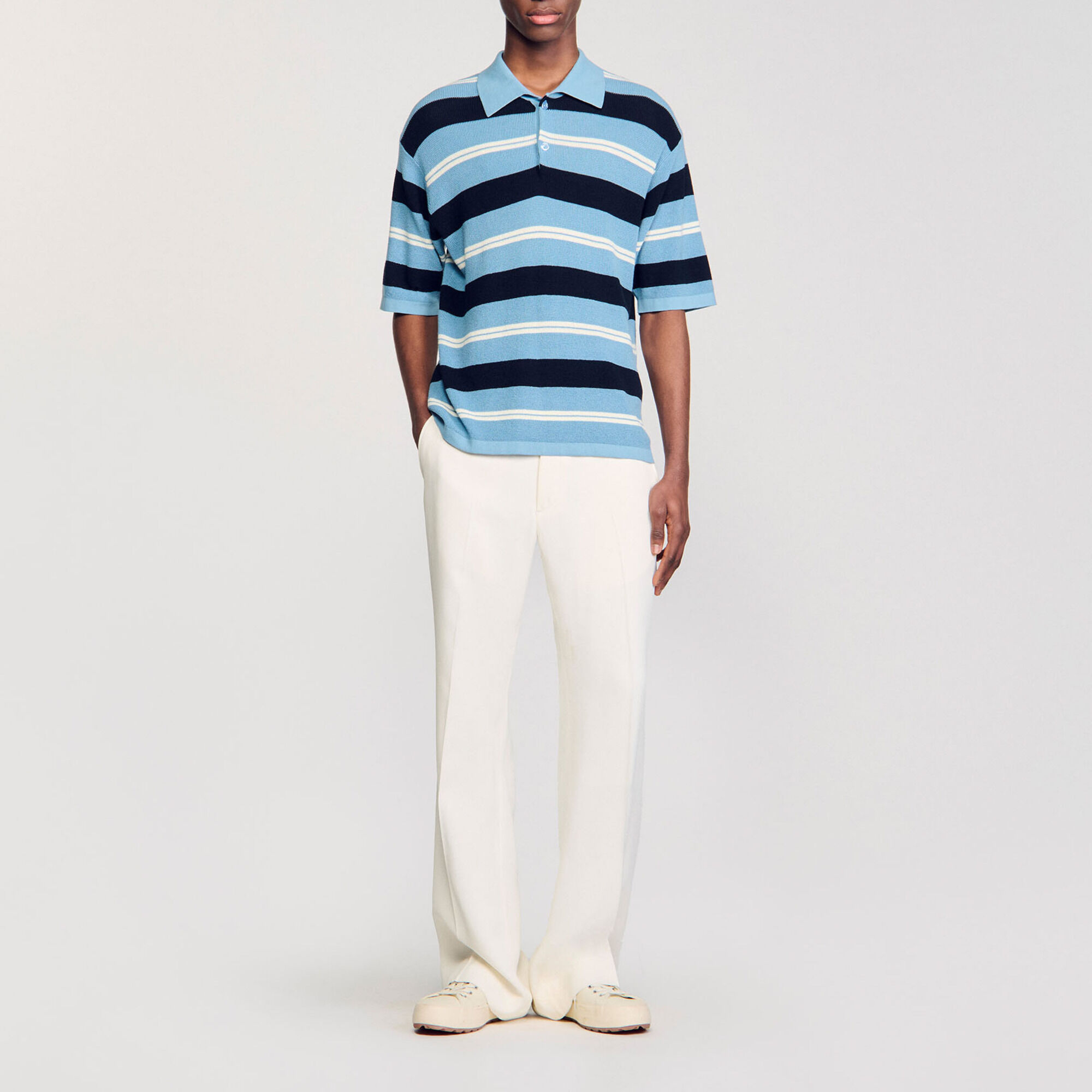 Polo a righe in maglia