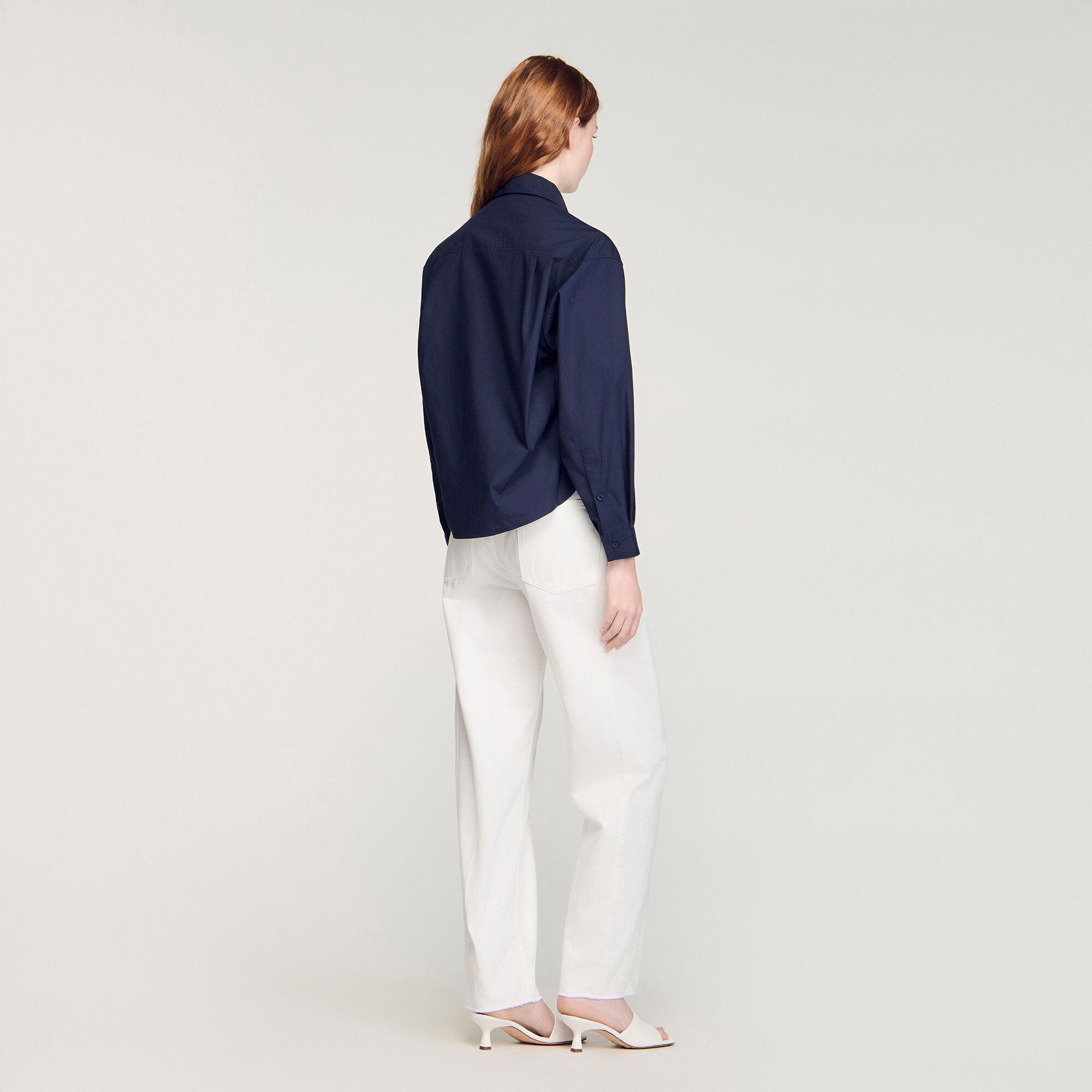 Camicia in cotone ricamata a fiori