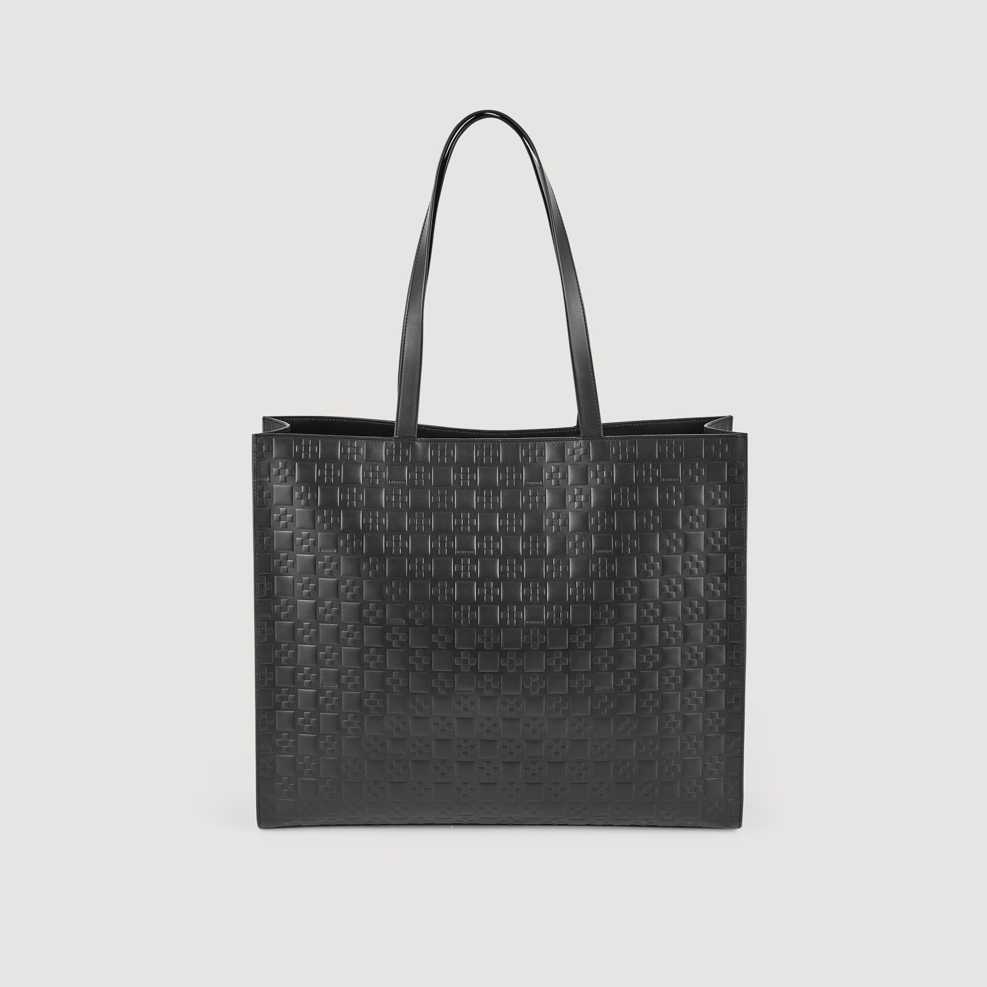 Borsa shopping grande in pelle goffrata