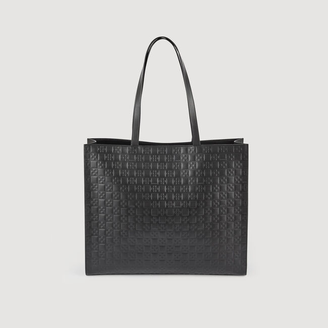 Borsa shopping grande in pelle goffrata