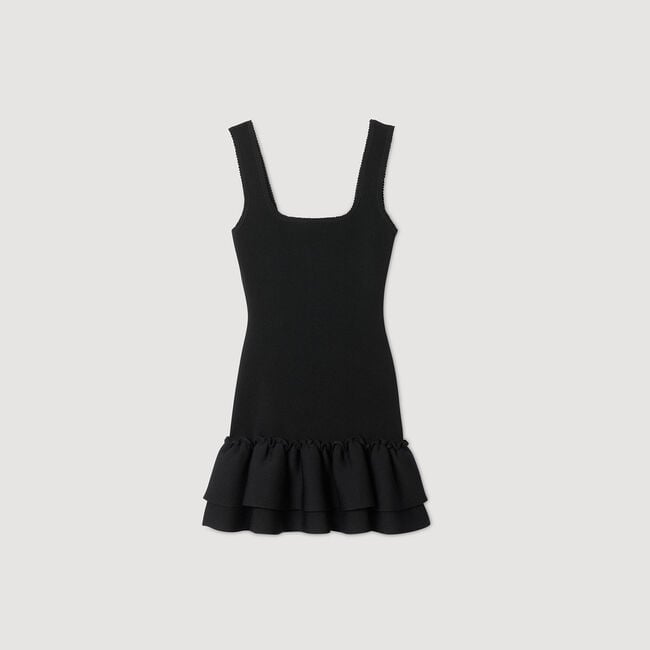 Abito corto in maglia con balze