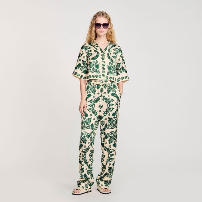 Pantaloni con stampa a fiori