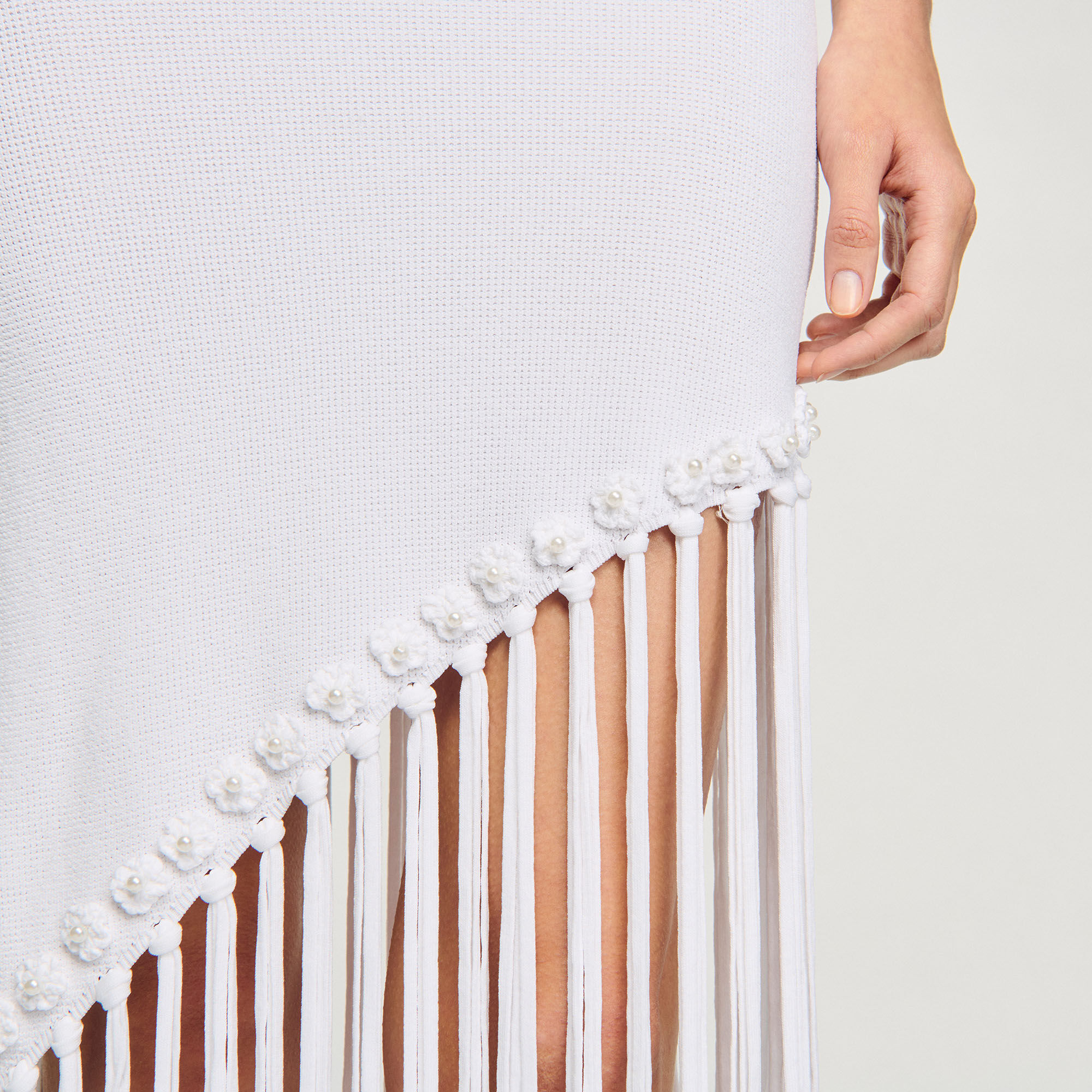 Abito lungo frange dettagli crochet
