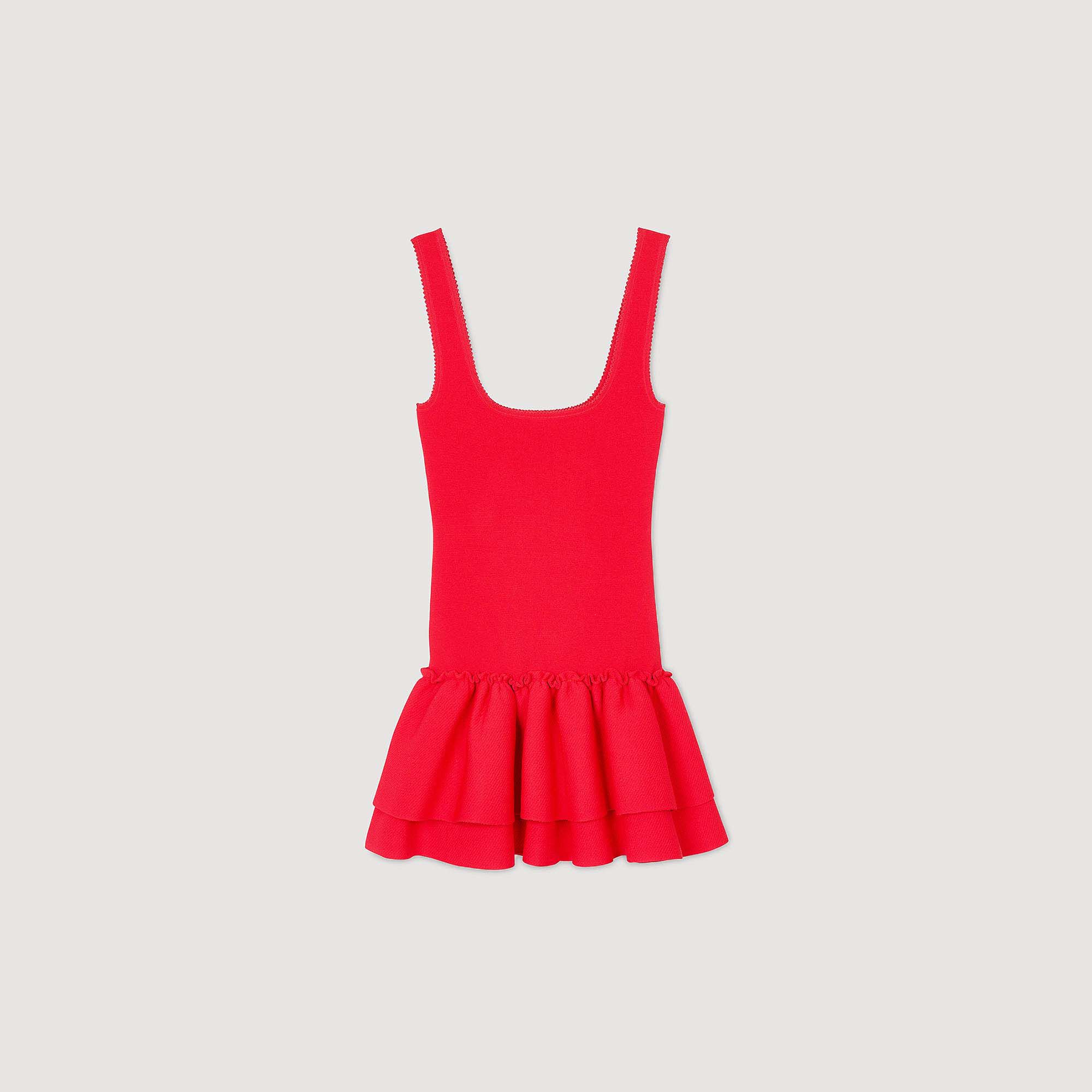 Abito corto in maglia con balze