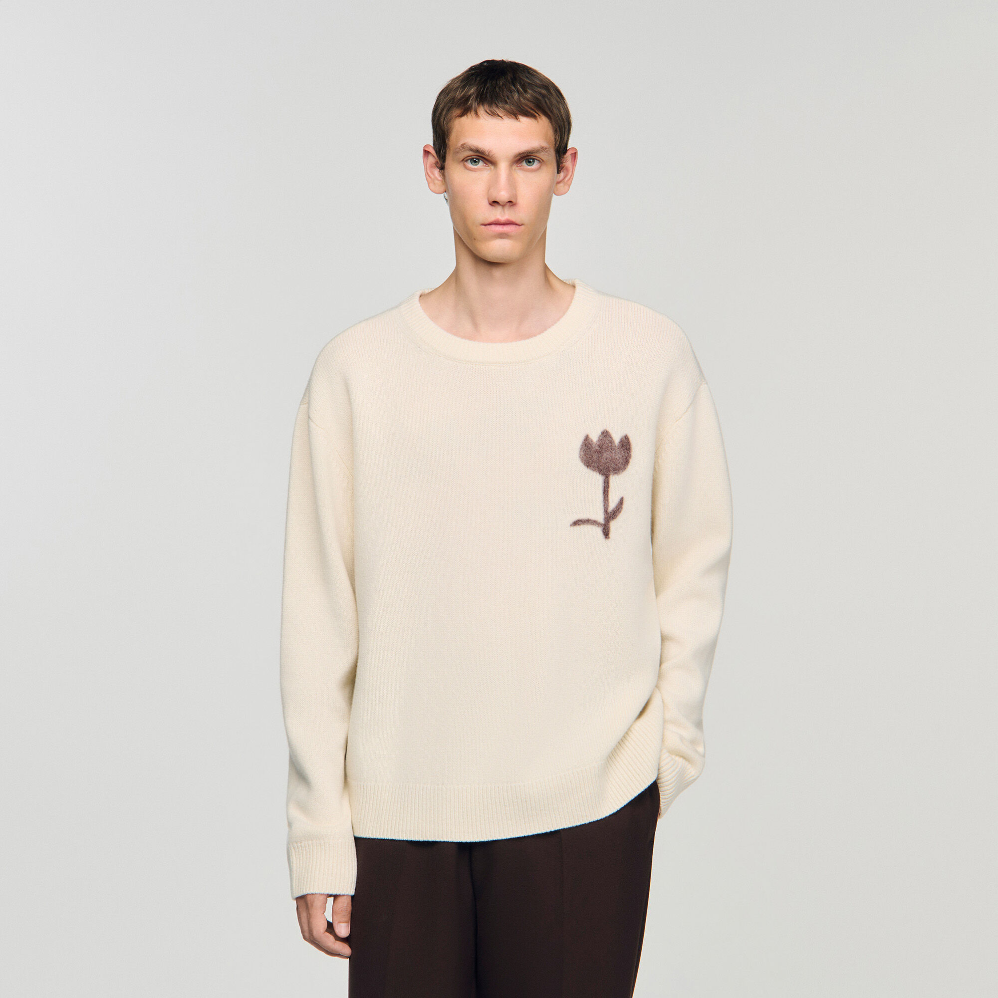 Maglione lana con dettaglio fiore