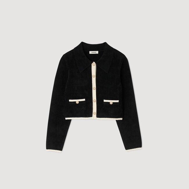 Cardigan bicolore con colletto