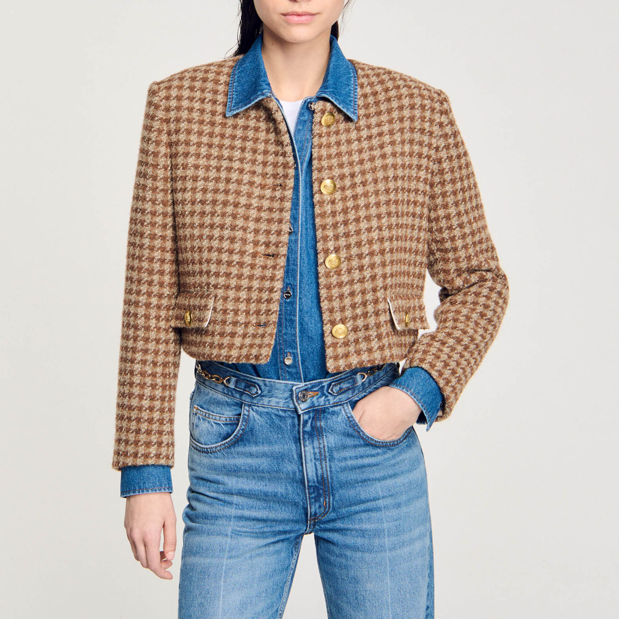 Giacca corta a quadri - Donna | Sandro