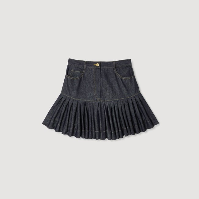 Gonna corta in denim con volant