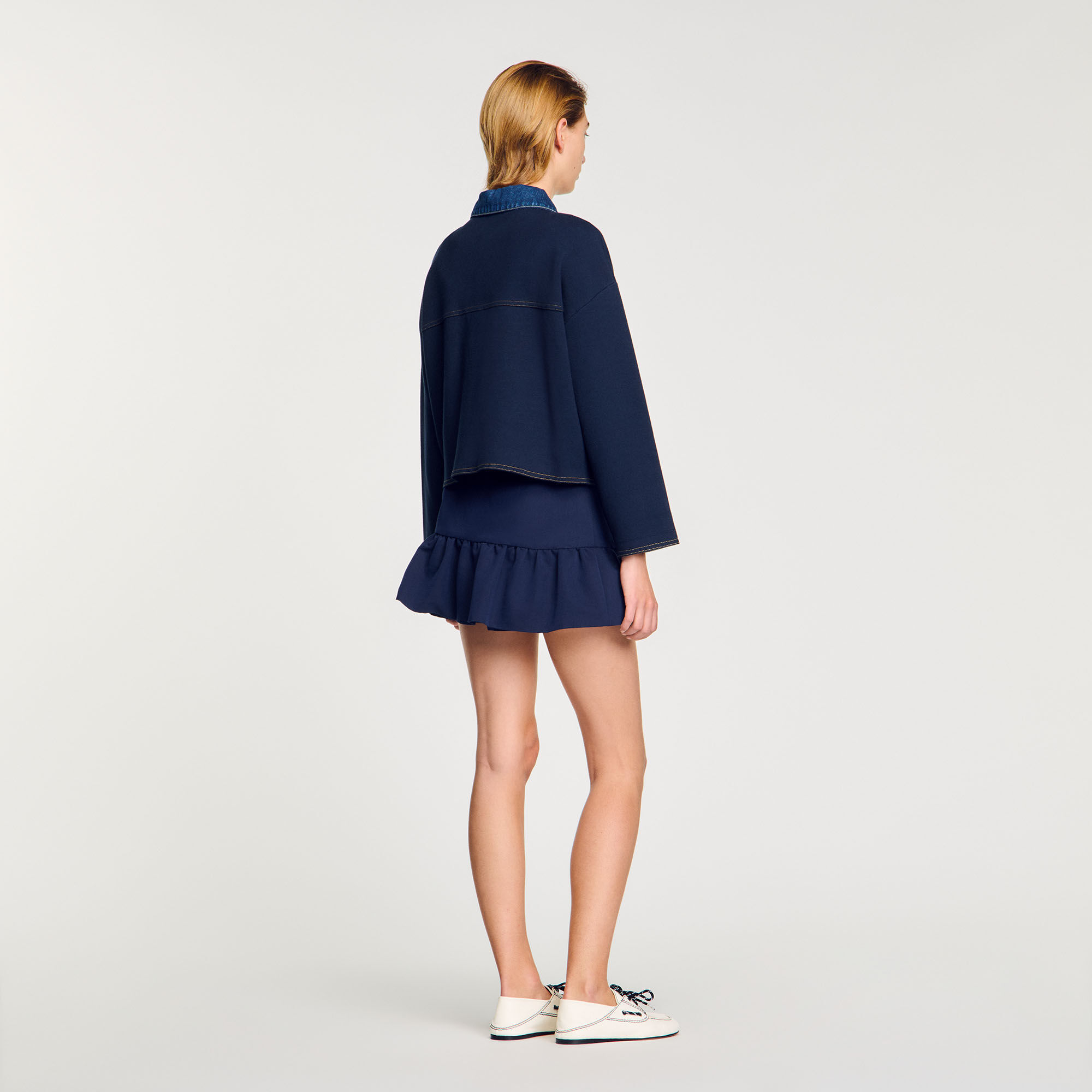 Cardigan con dettagli in denim
