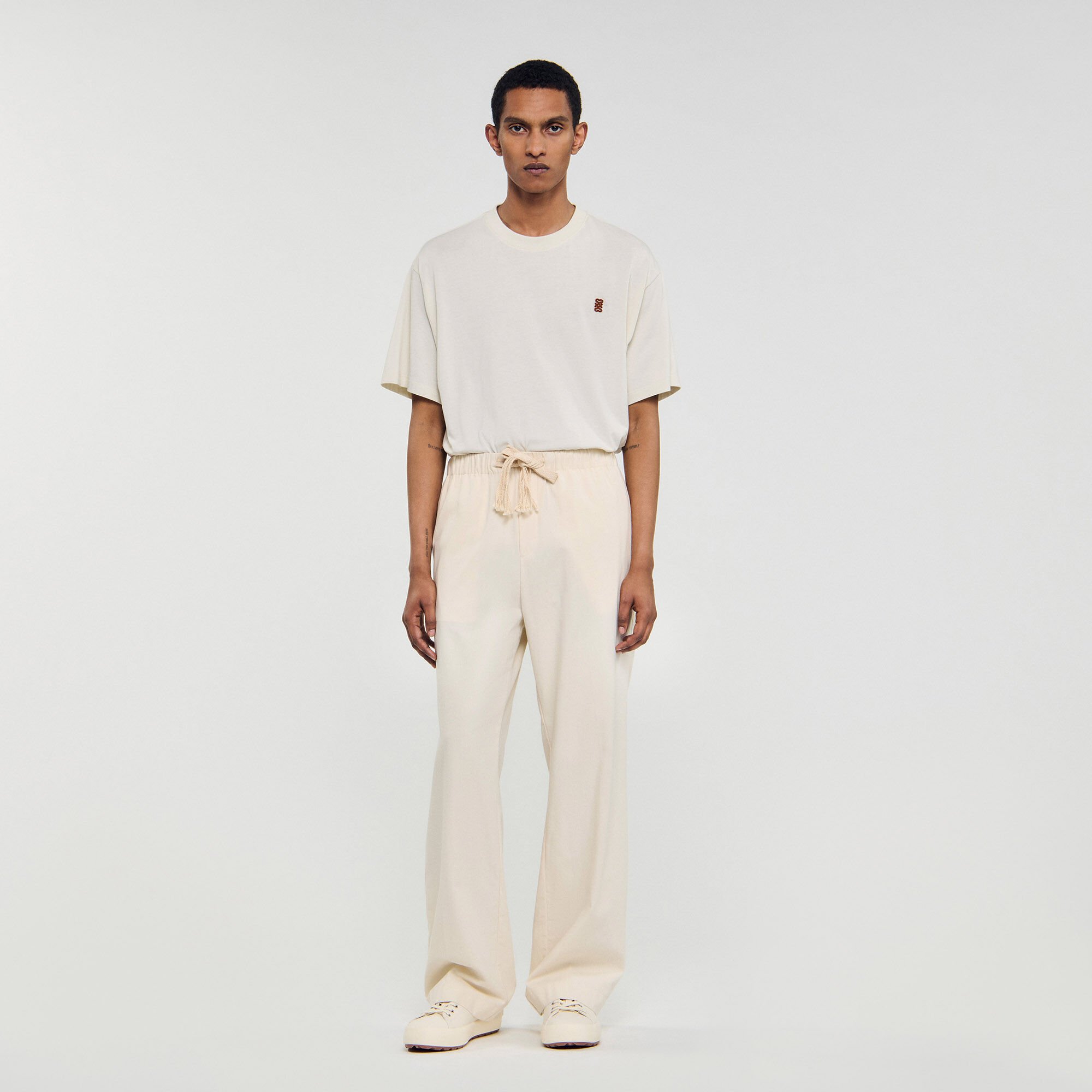 Pantaloni larghi in cotone elasticizzato