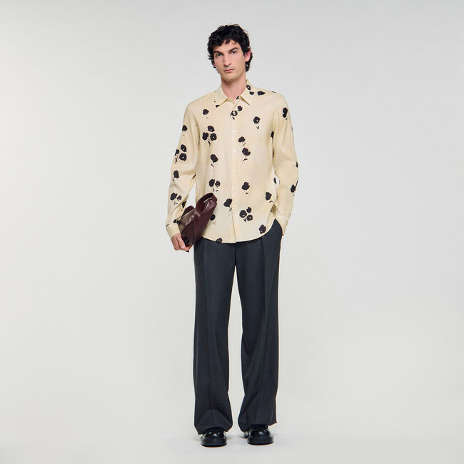 Camicia in lino con stampa a fiori