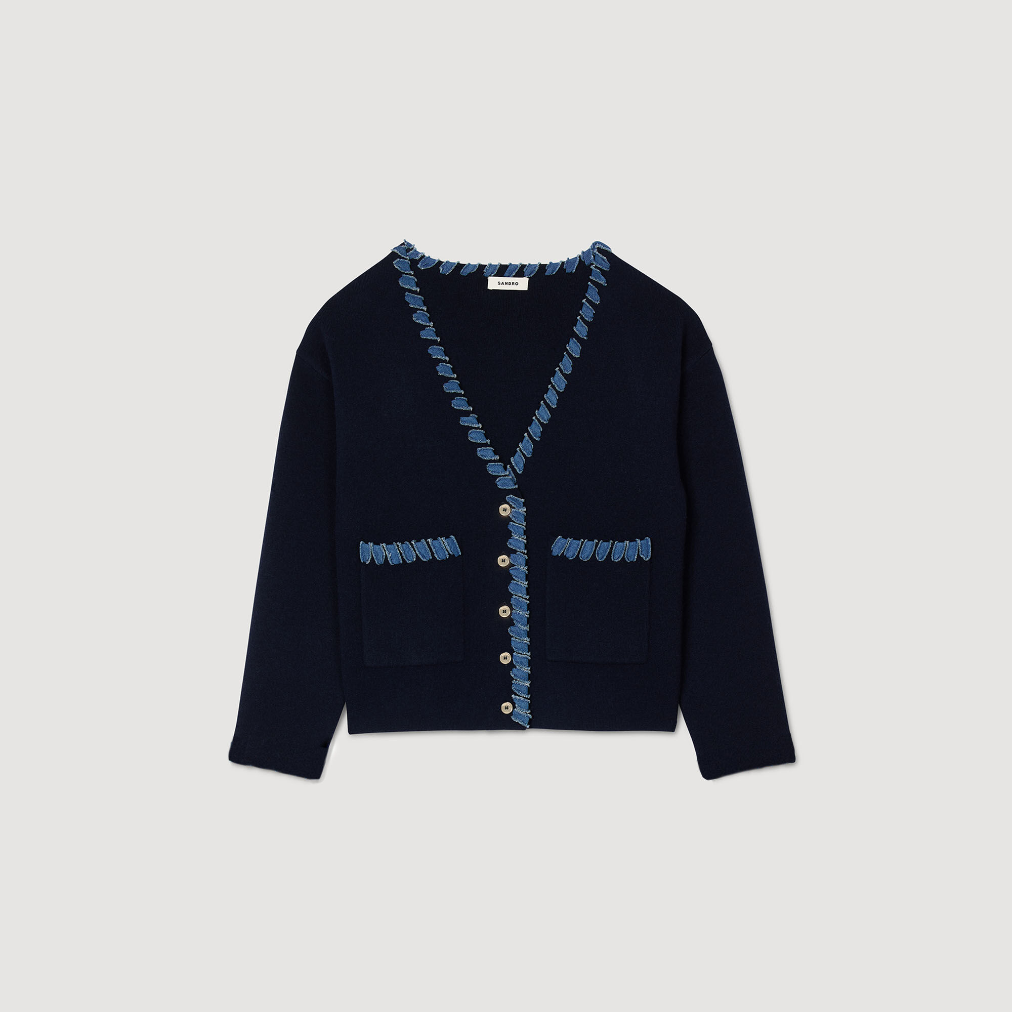 Cardigan con dettagli in denim