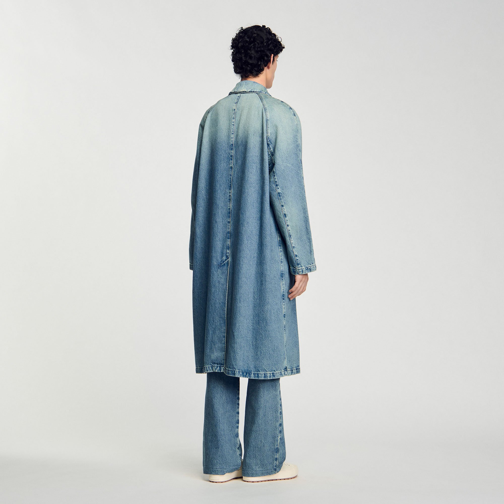 Cappotto lungo in jeans délavé