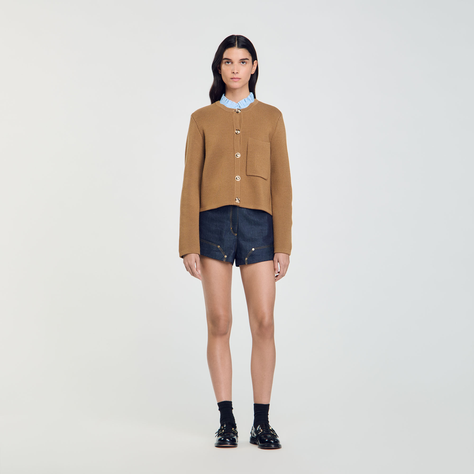 Cardigan con colletto dotato di volant