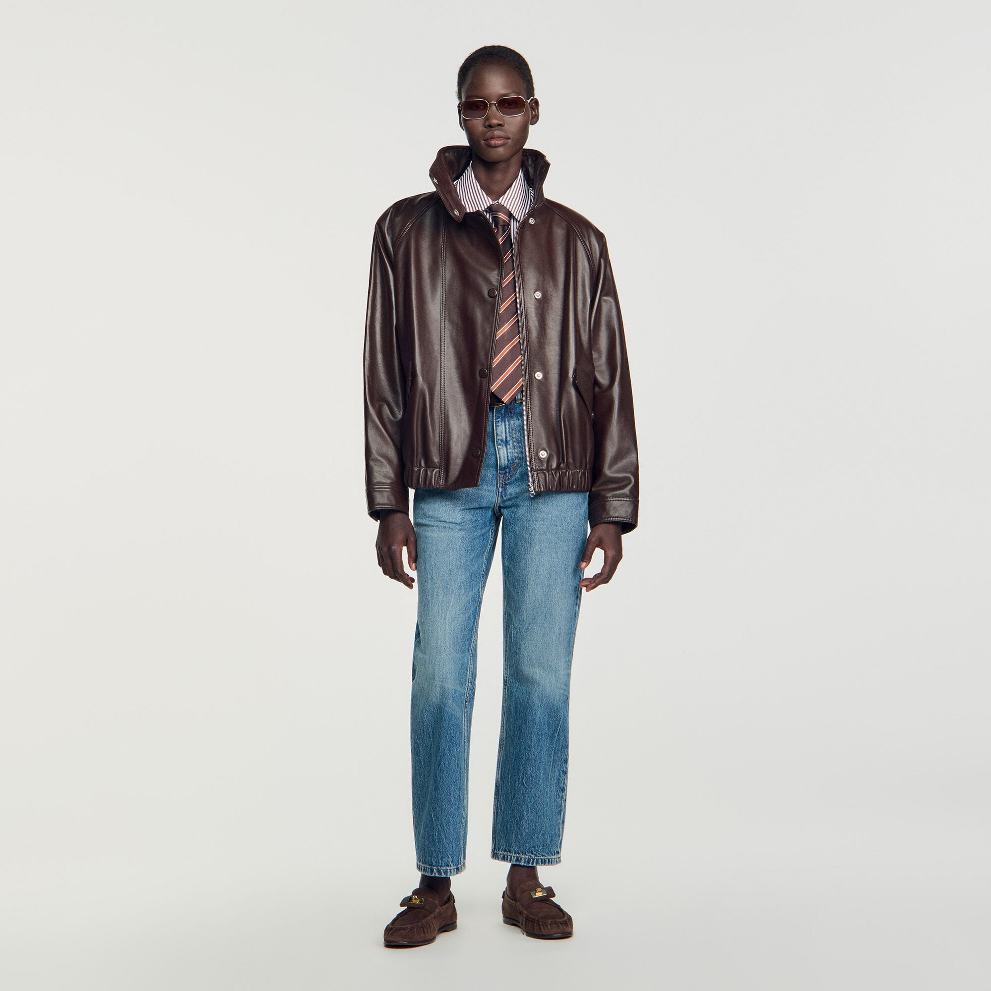 Giacca oversize in pelle
