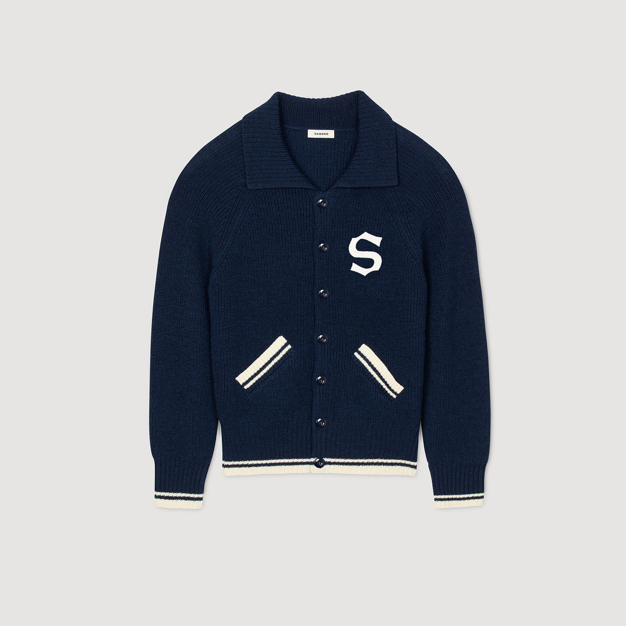 Cardigan in lana con patch S