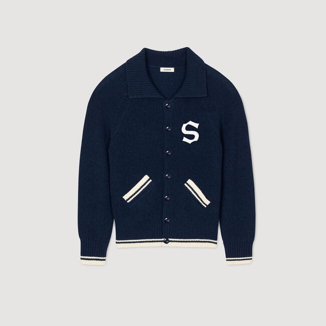Cardigan in lana con patch S