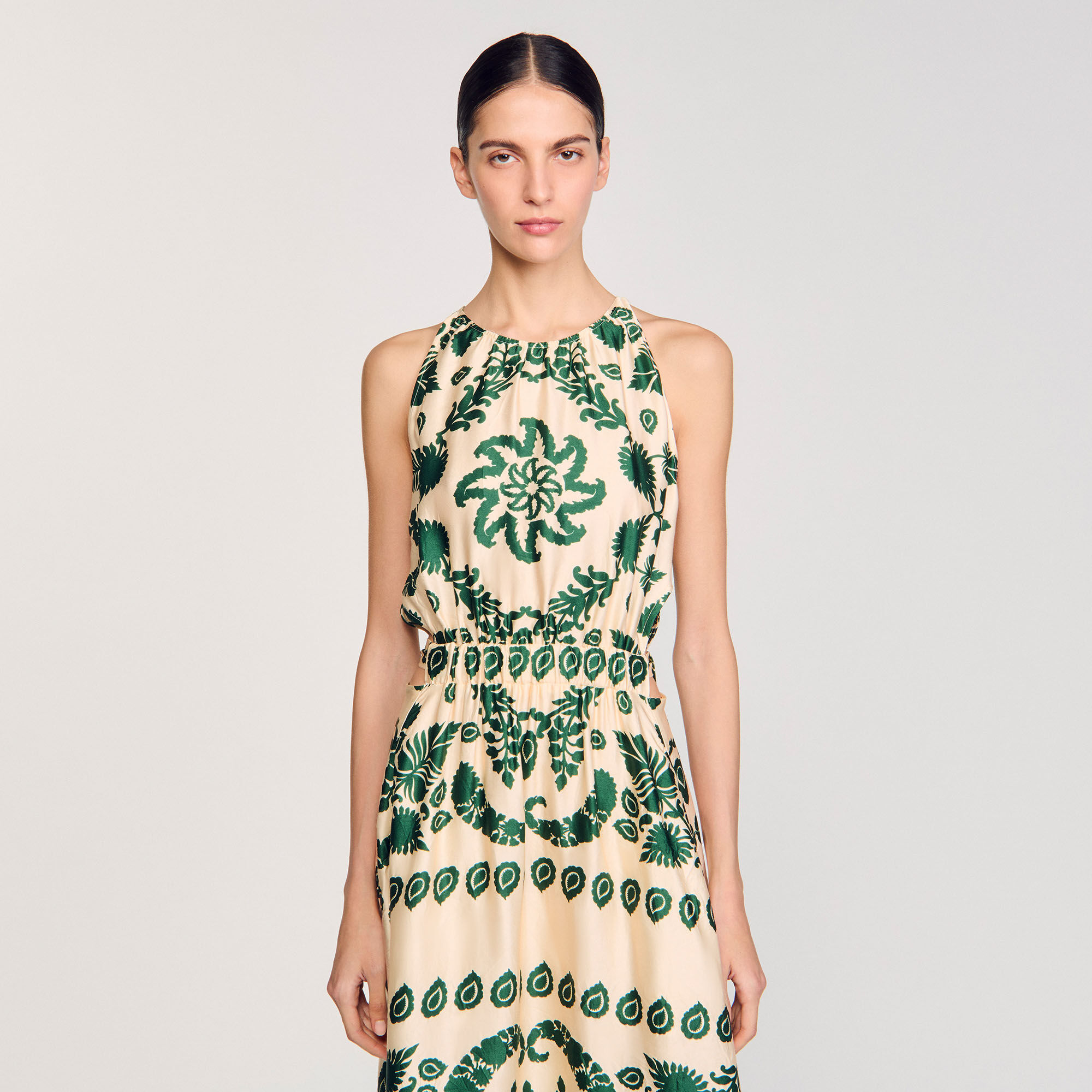 Abito lungo con stampa foliage