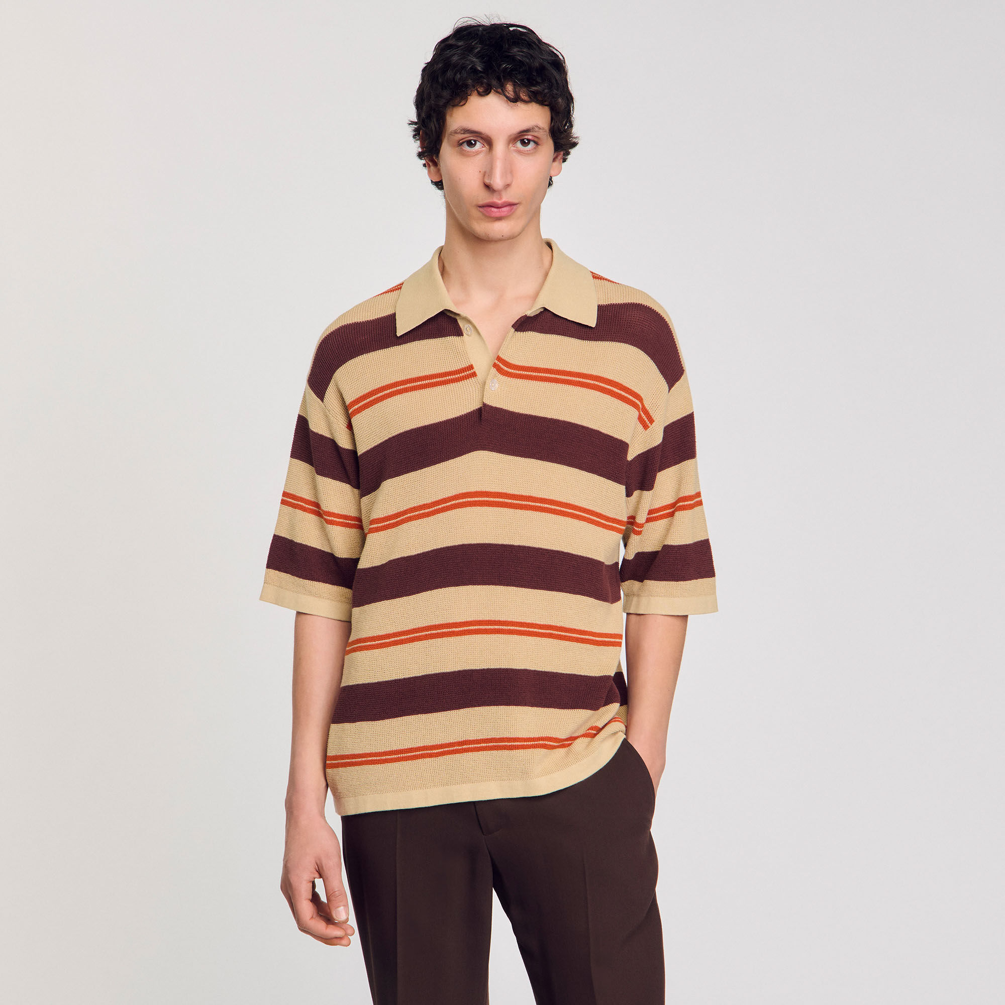 Polo a righe in maglia