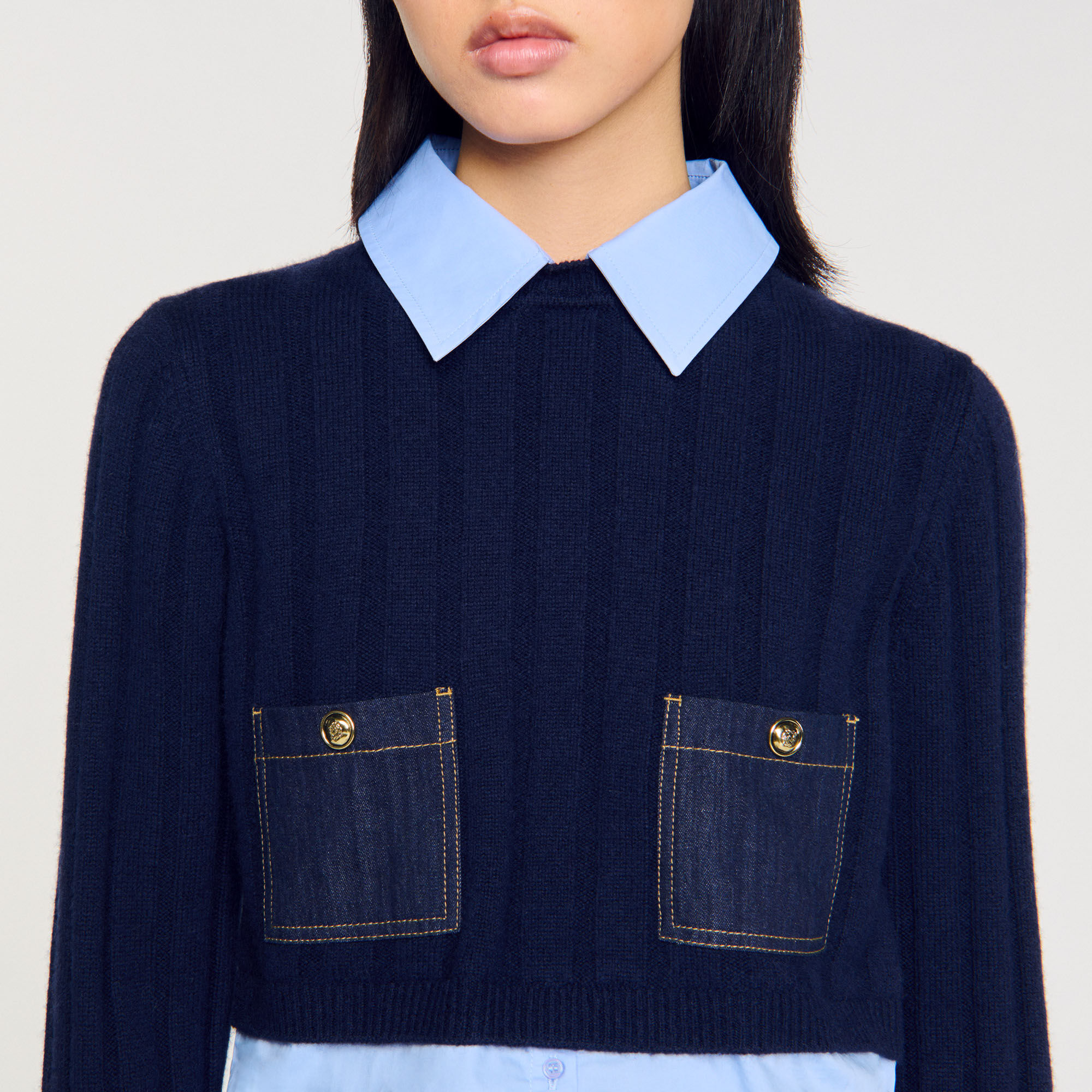 Maglione corto in lana e cashmere