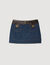 Gonna corta in denim e pelle