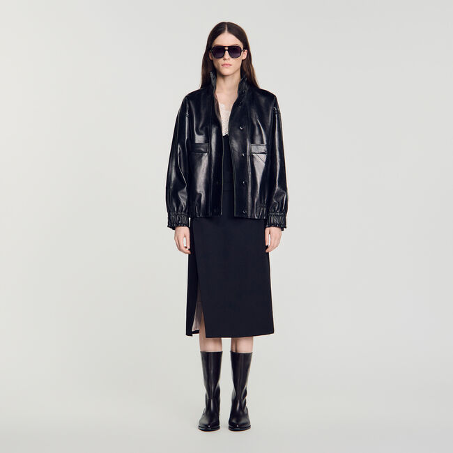 Giubbotto oversize in pelle