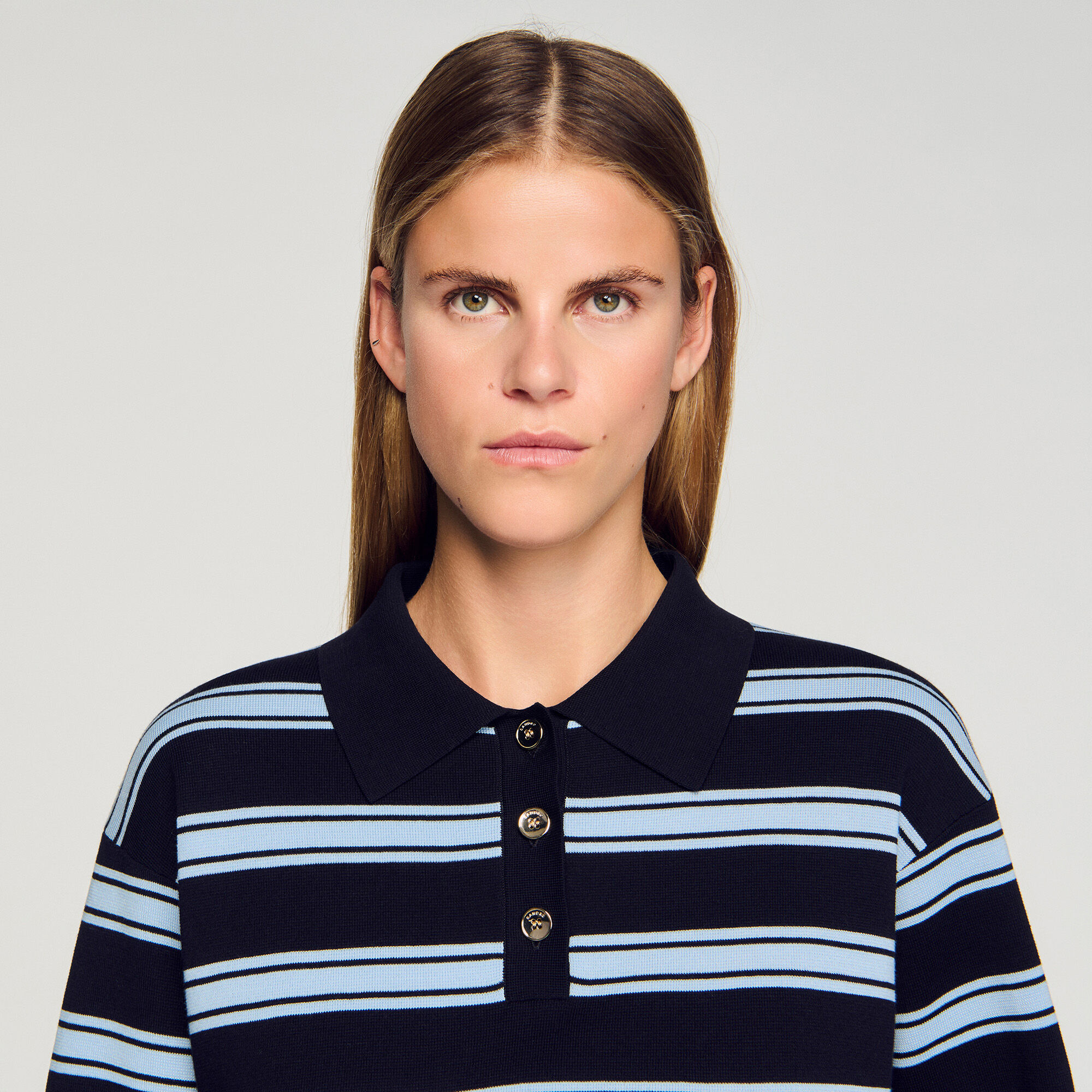 Maglione polo a righe